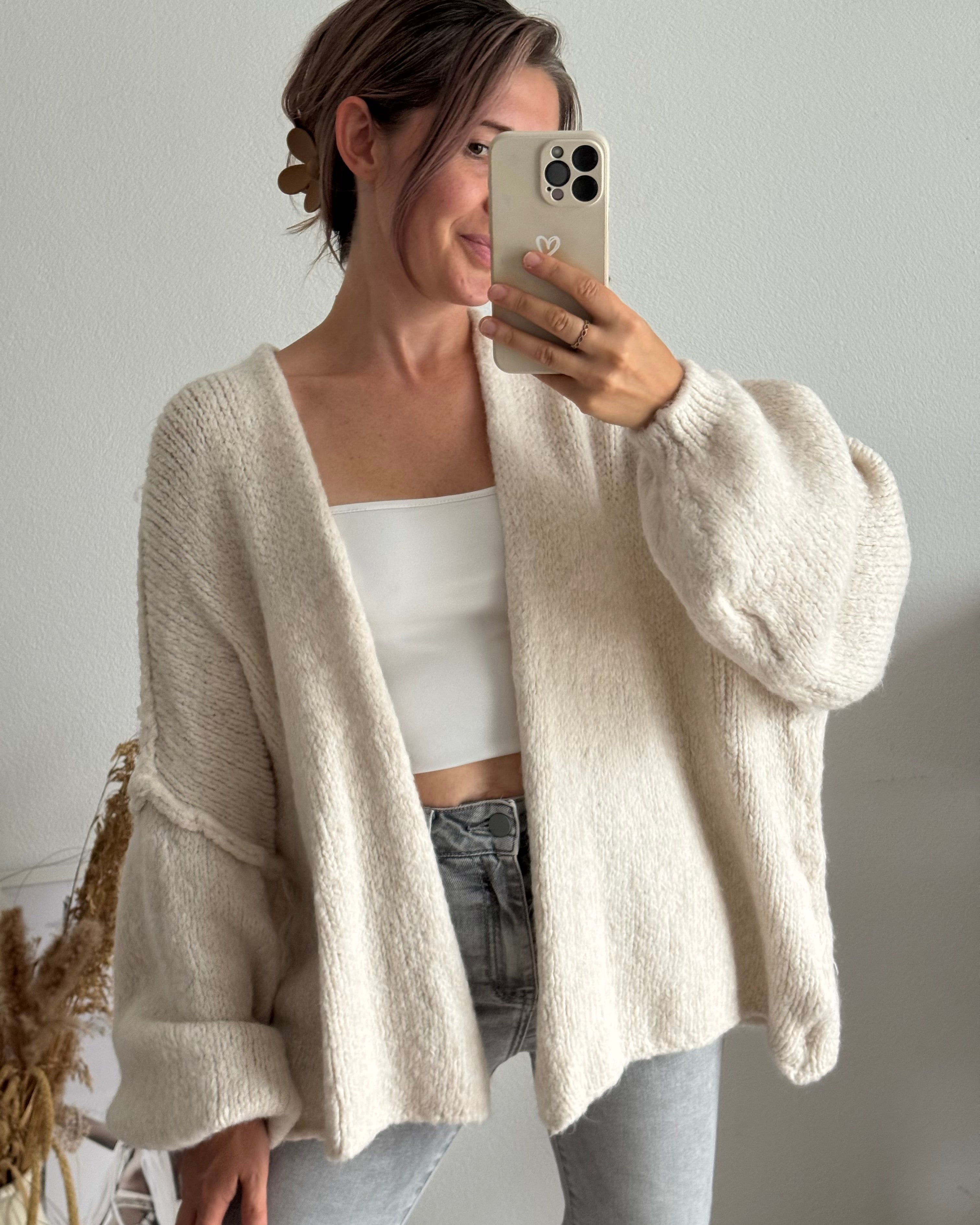 Offener Oversize Cardigan Lea GRAU