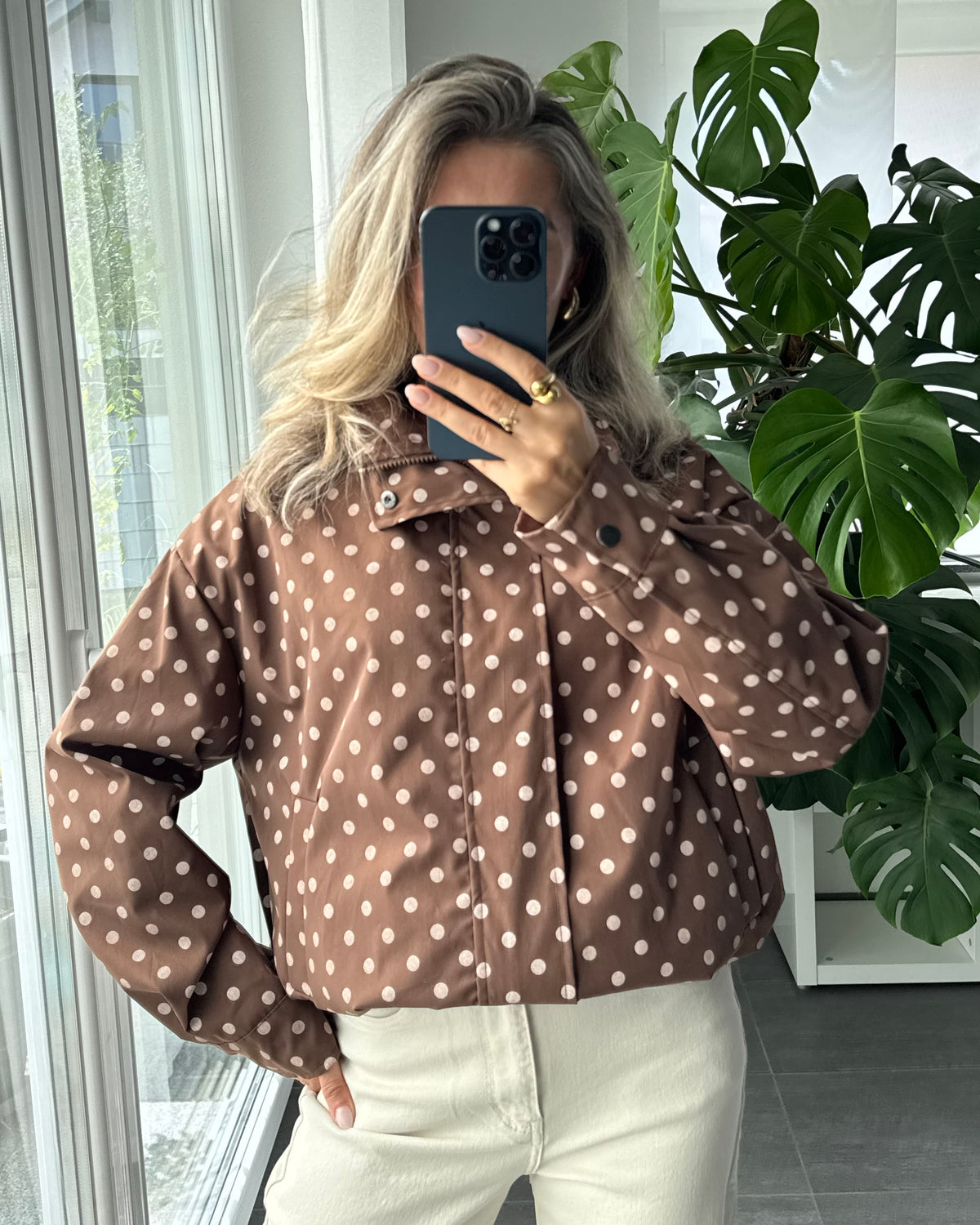 Bomberjacke Polka Dots Braun
