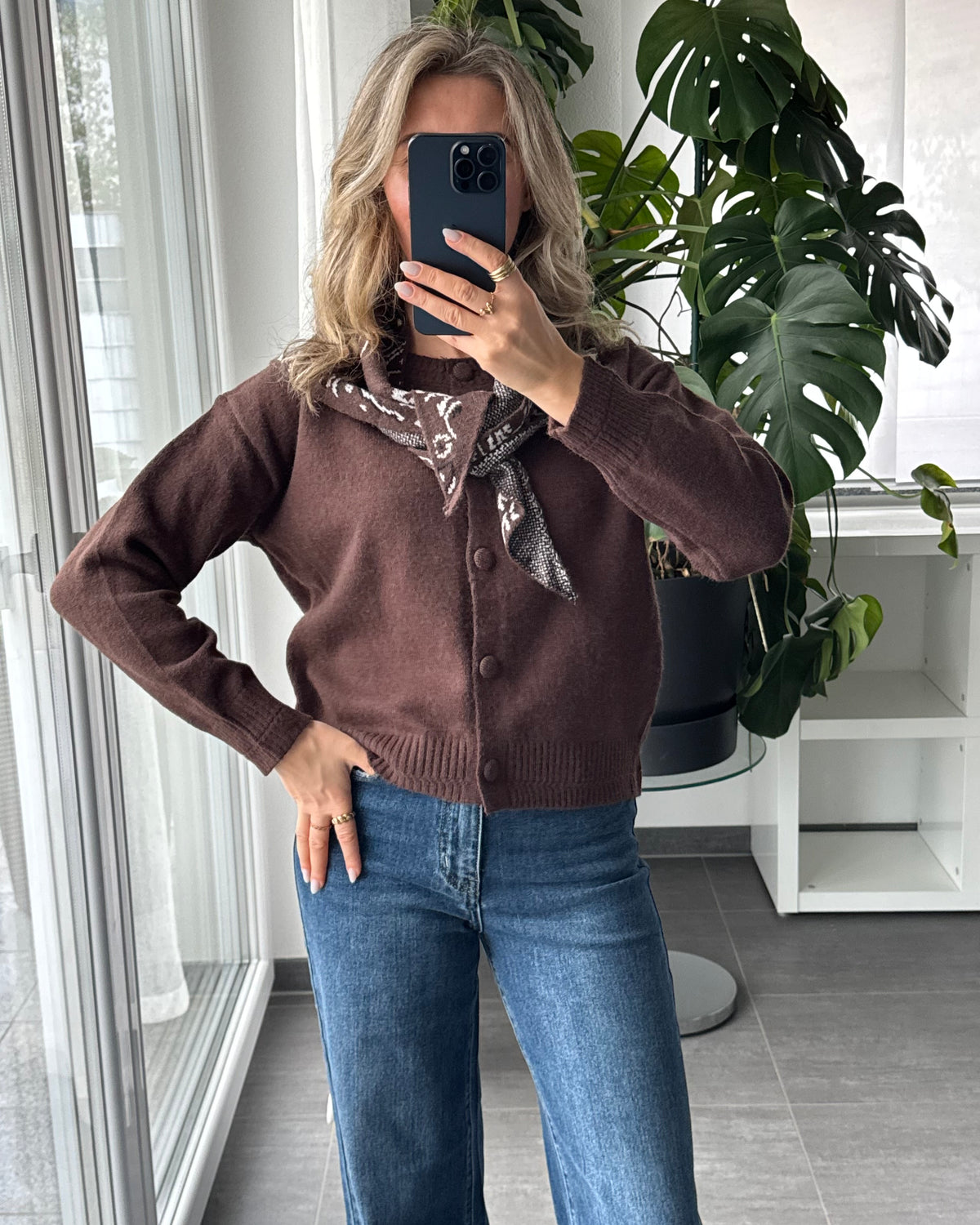 Cardigan mit Dreieckschal Paisley