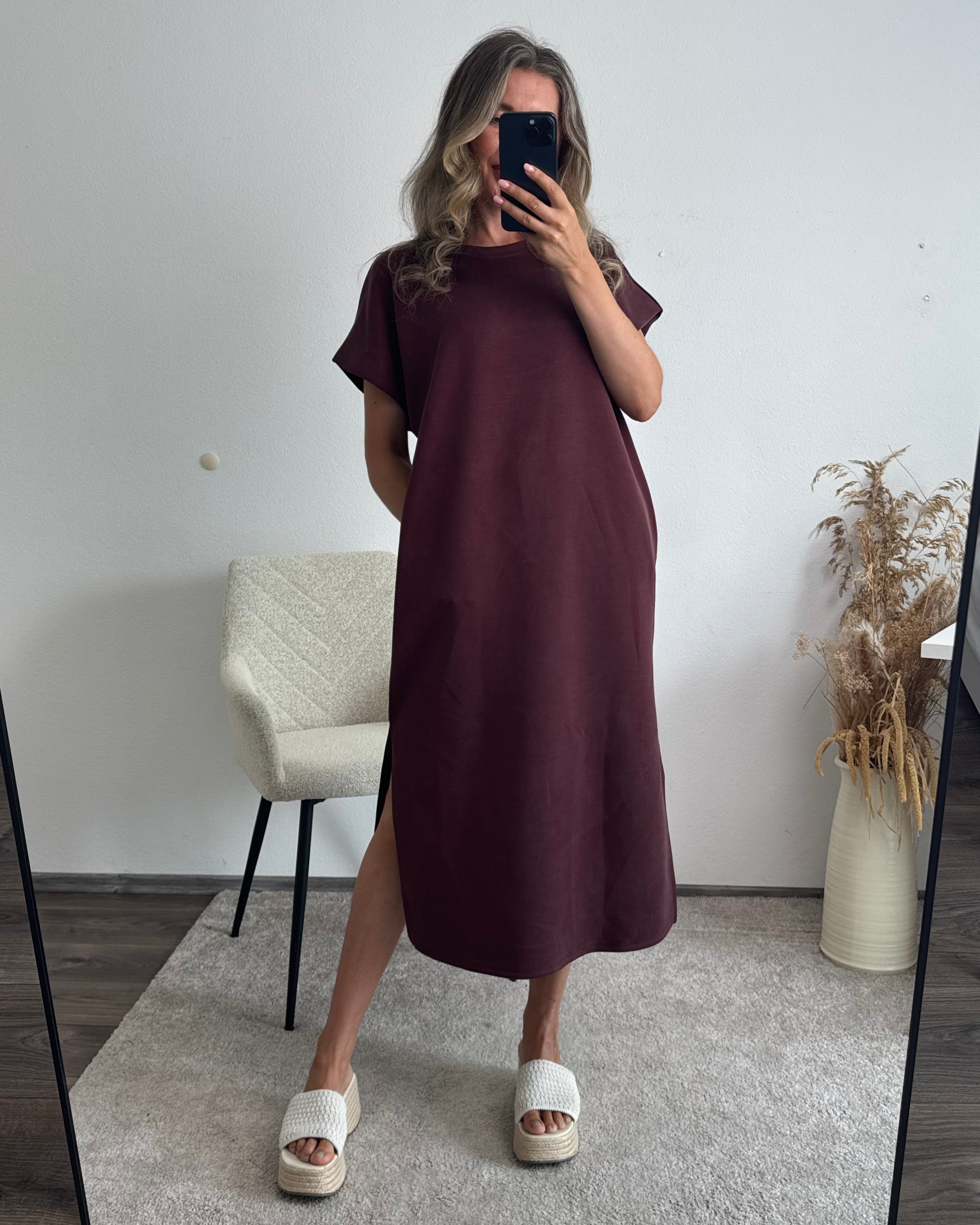 Oversize Kleid Butterstoff Luna Mahagoni-Braun