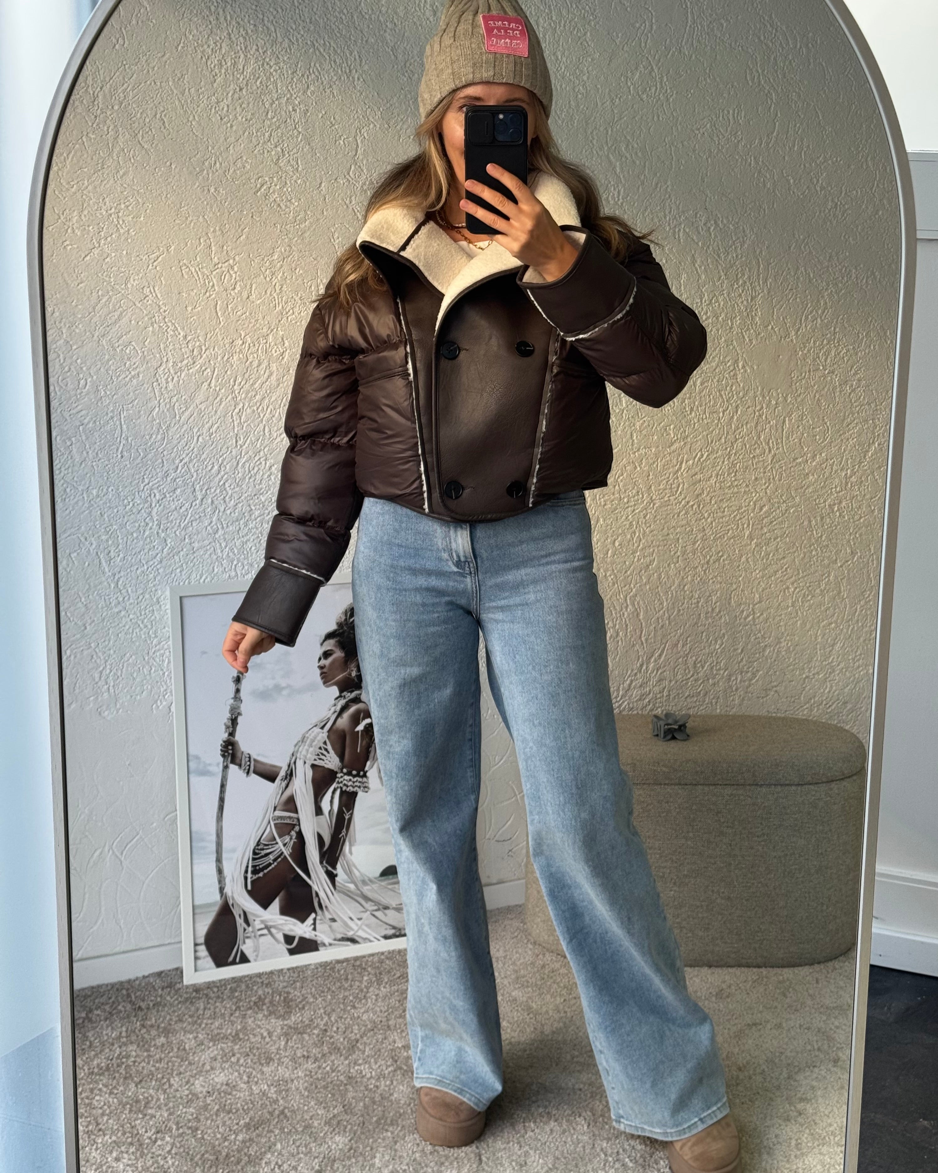 Jacke Material Collage braun