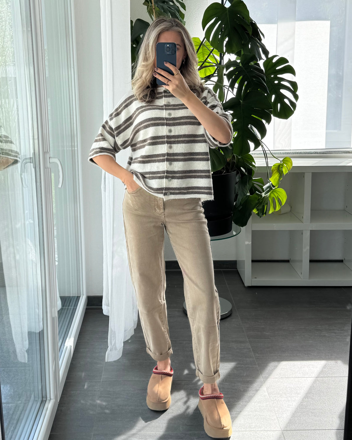 Cardigan Molly Stripes Taupe Creme