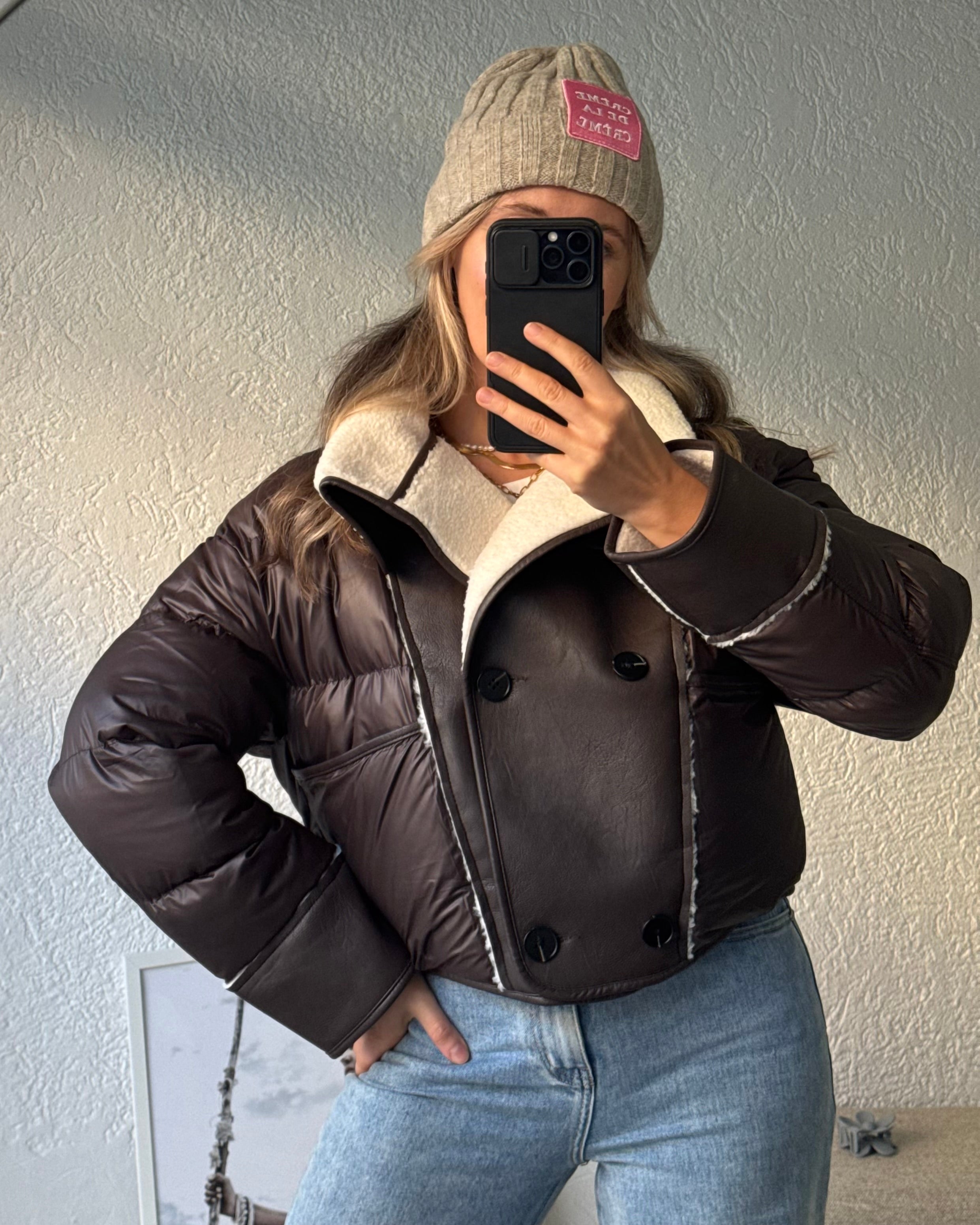 Jacke Material Collage braun