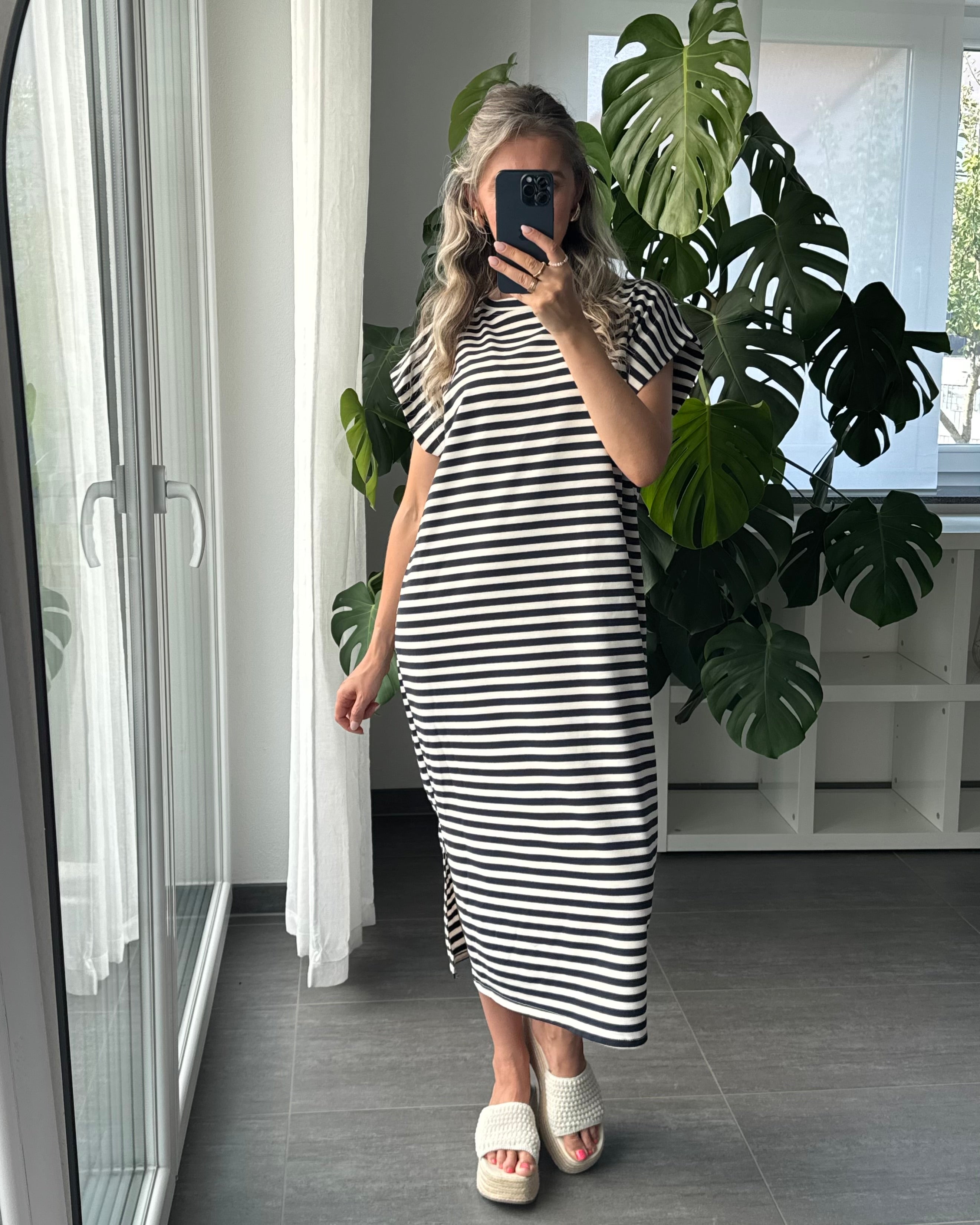 Midikleid Sienna Stripes Marineblau