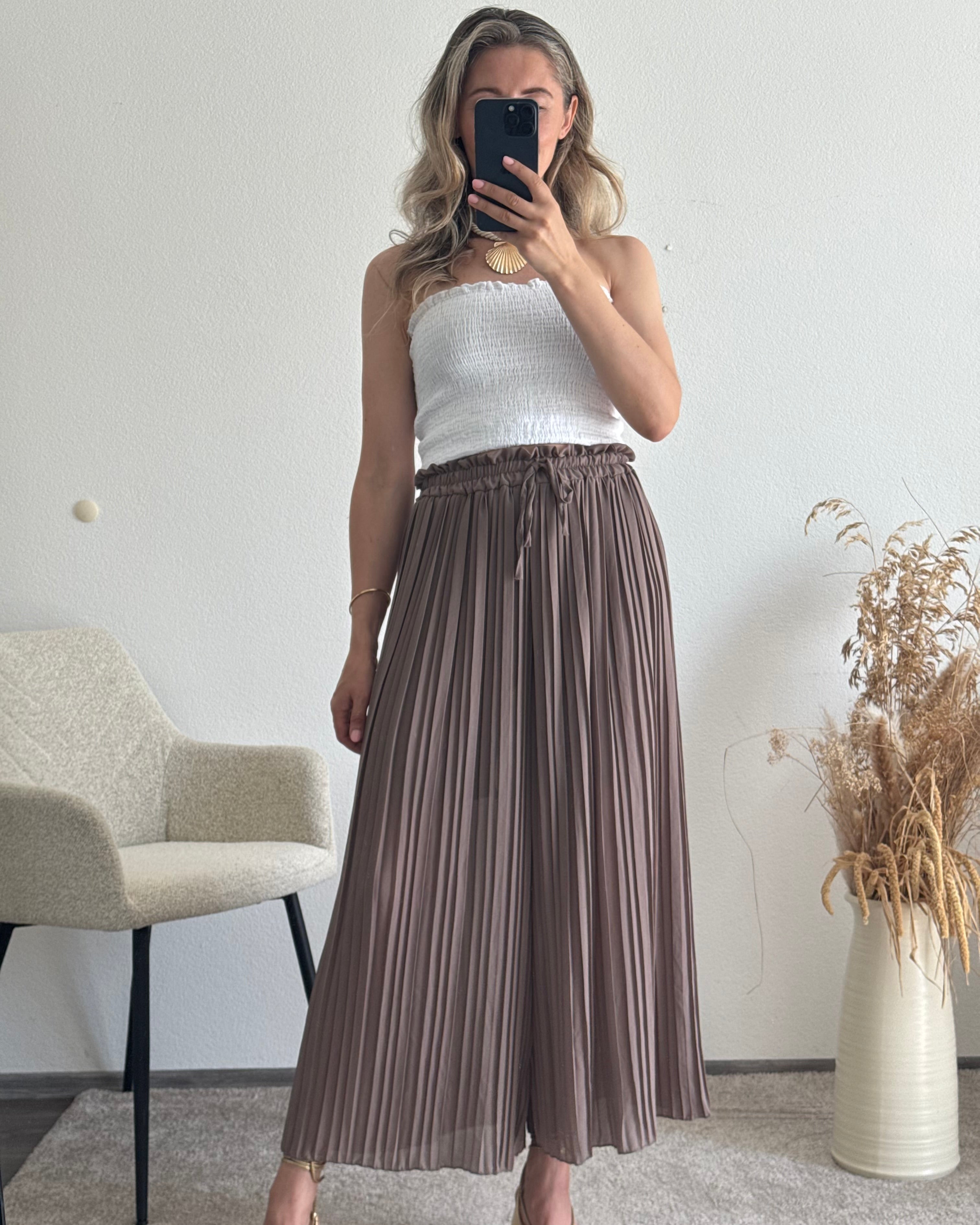 Plisseehose Taupe