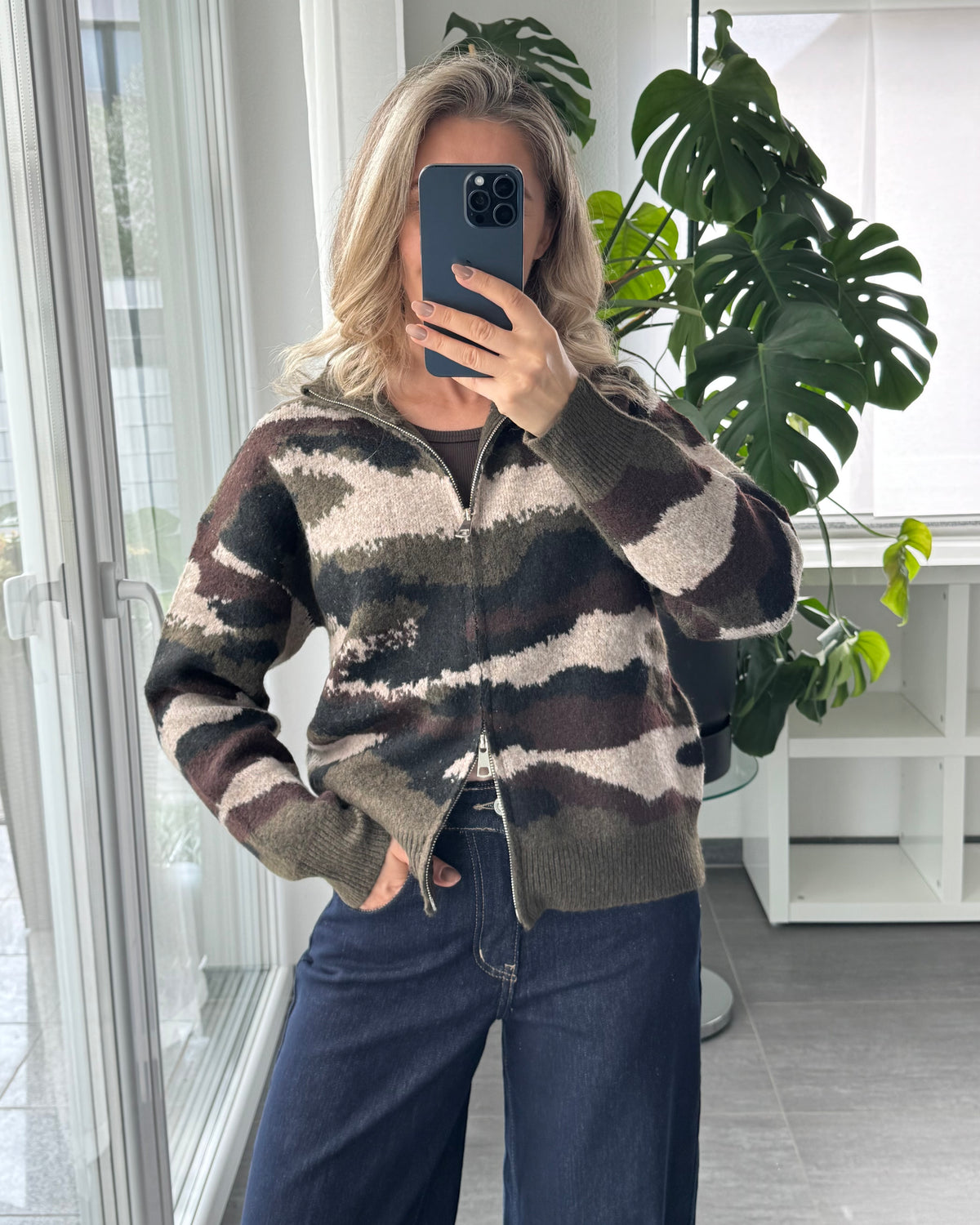 Zip Cardigan Camouflage