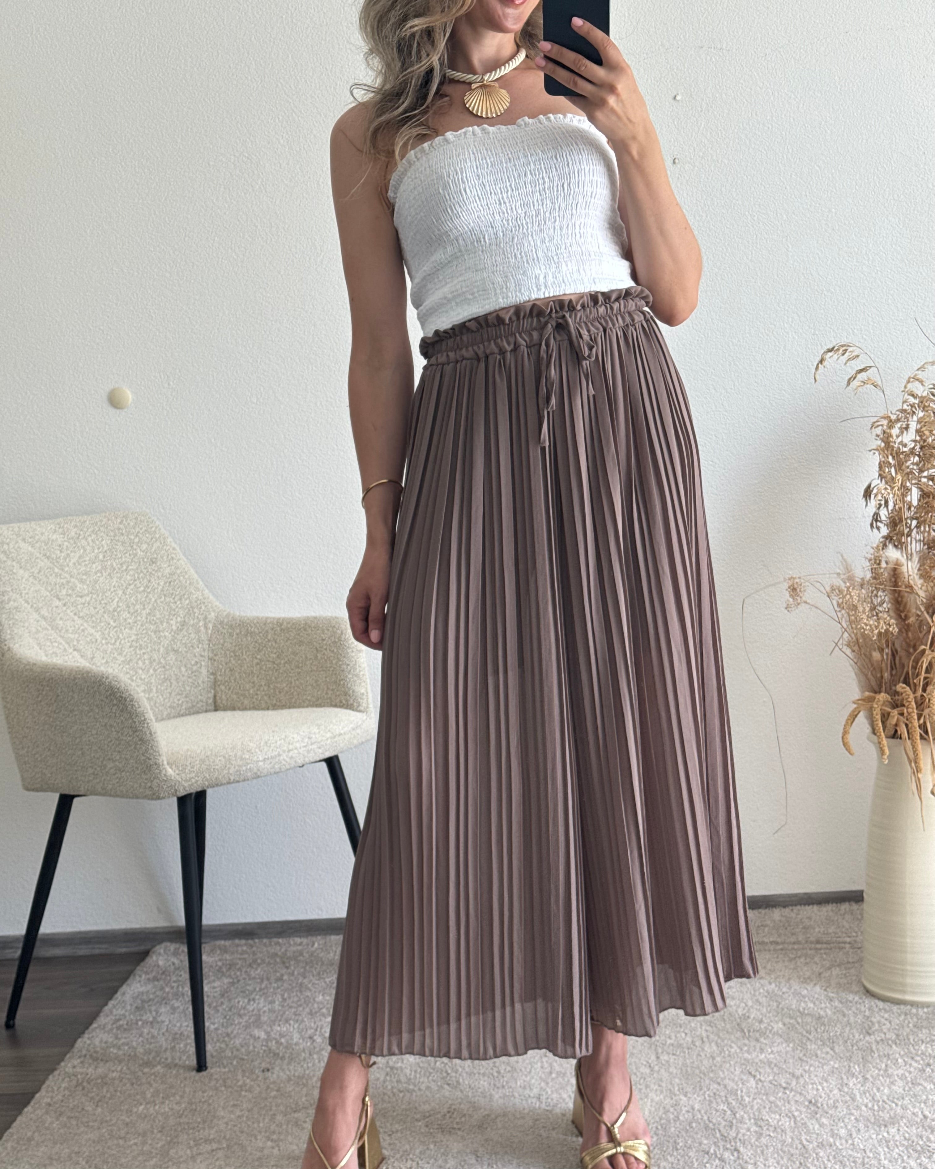 Plisseehose Taupe
