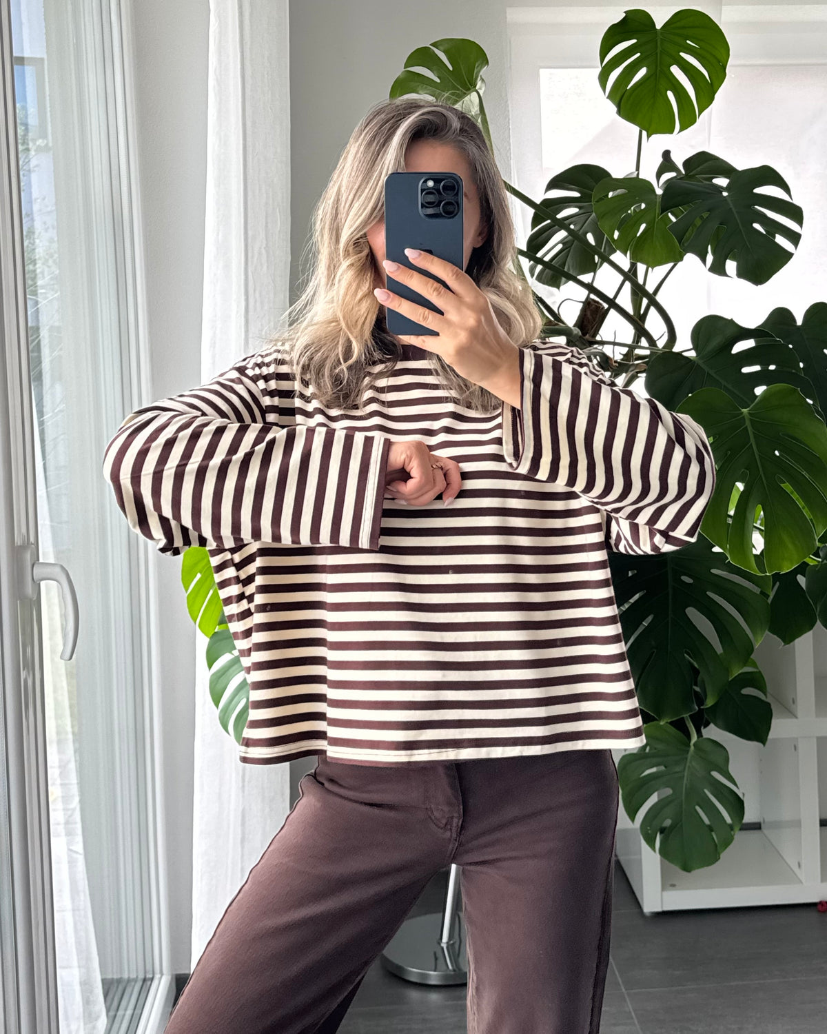 Oversize Stripe Shirt Choco