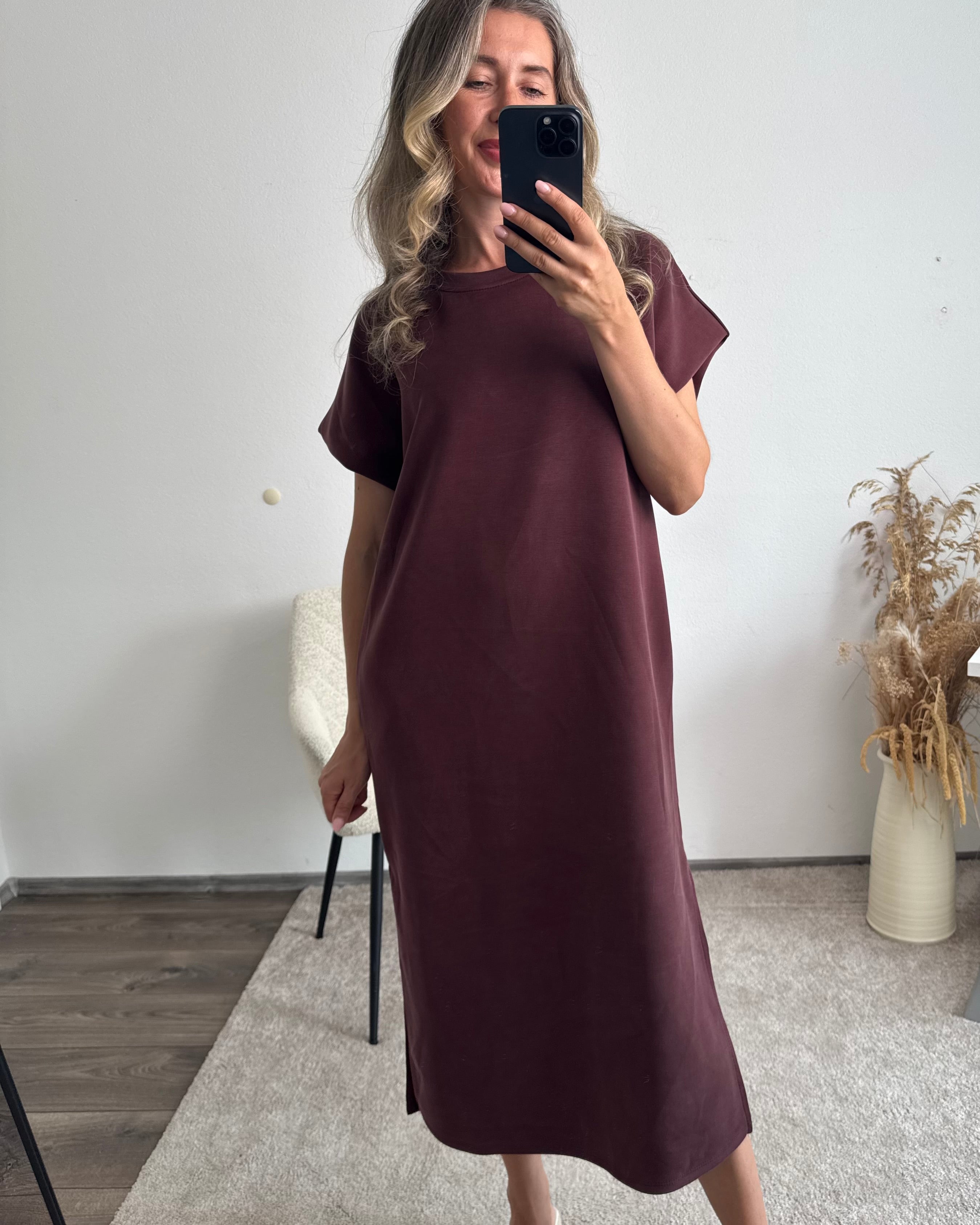 Oversize Kleid Butterstoff Luna Mahagoni-Braun