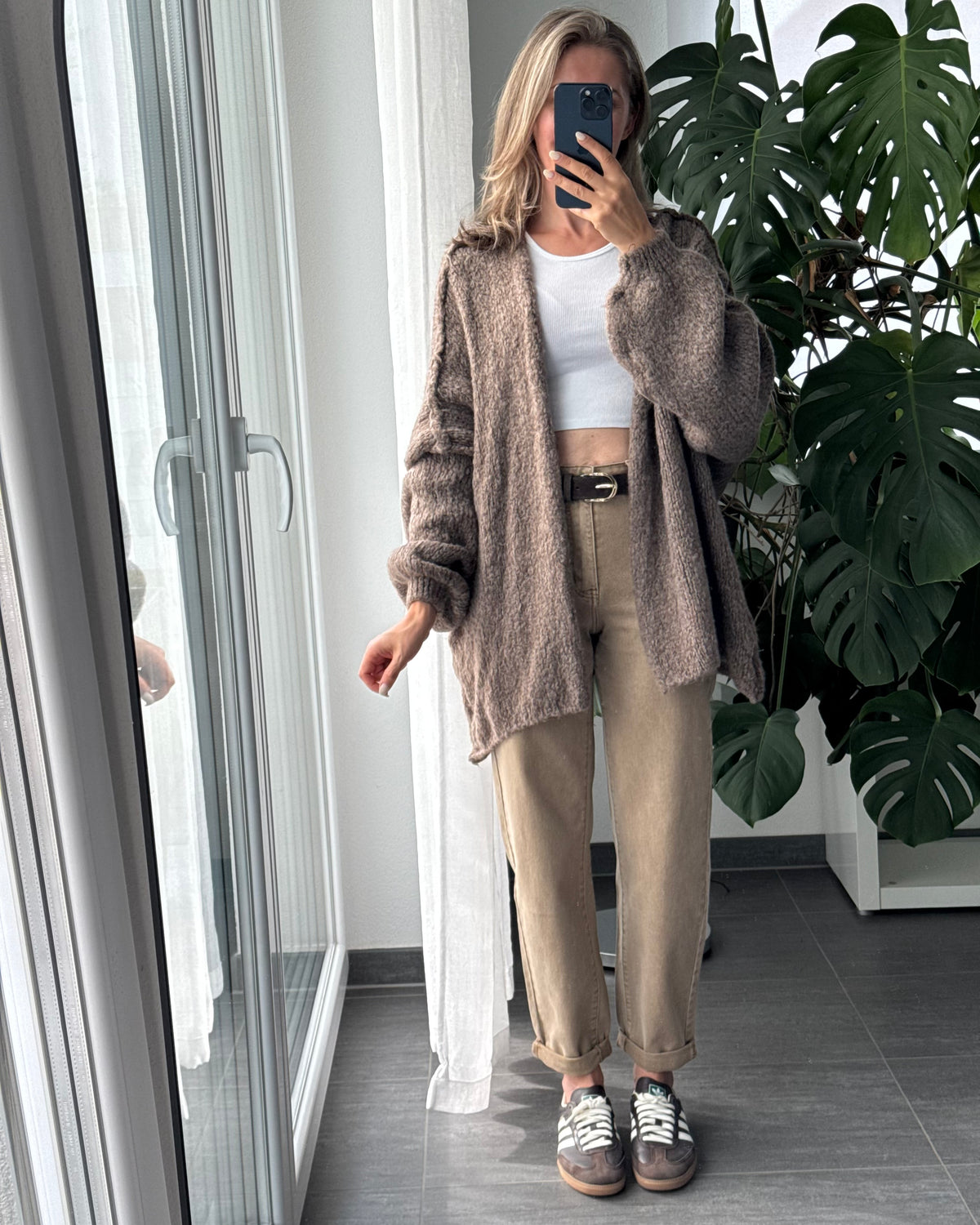 Offener Oversize Cardigan Lea Taupe