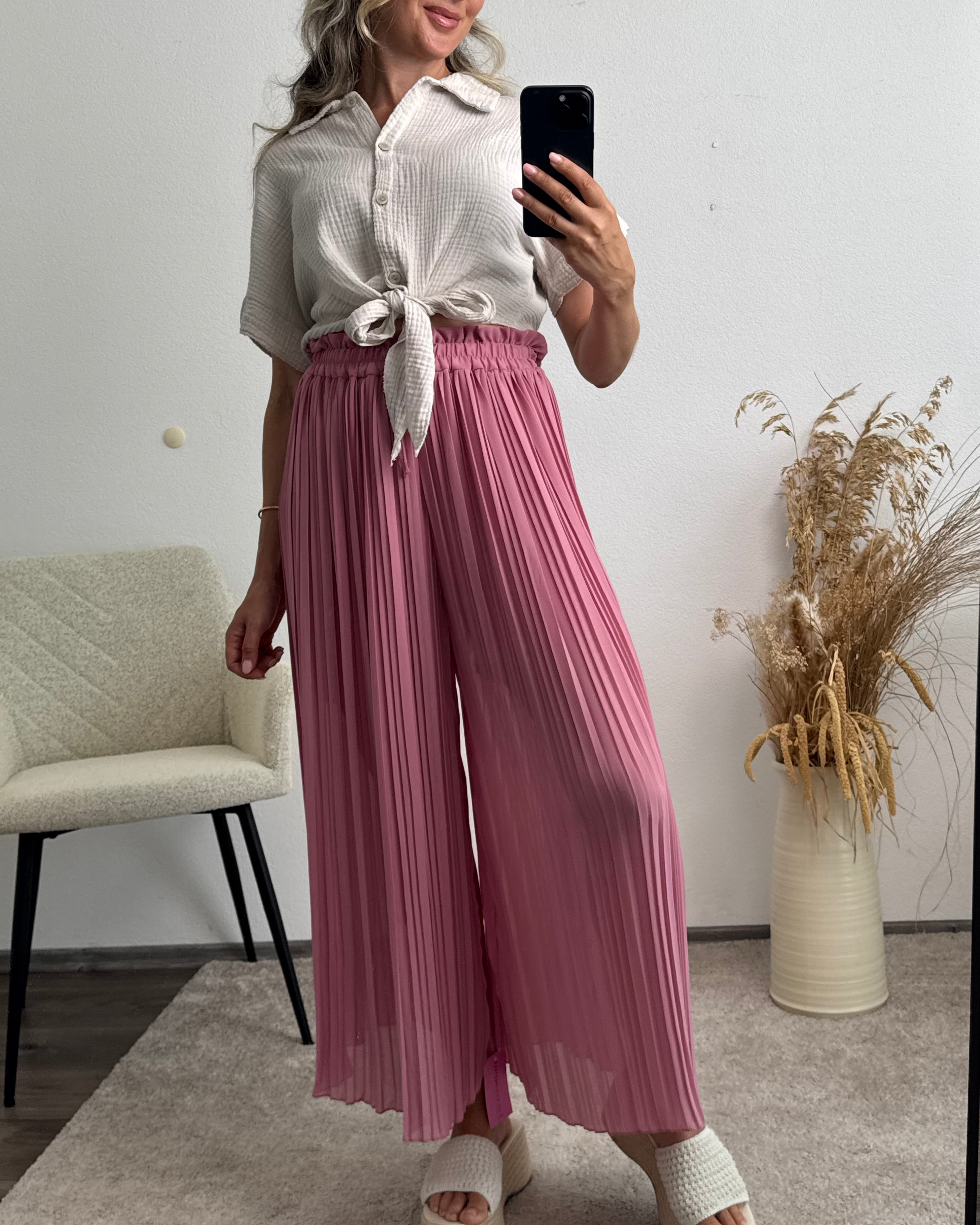 Plisseehose Altrosa