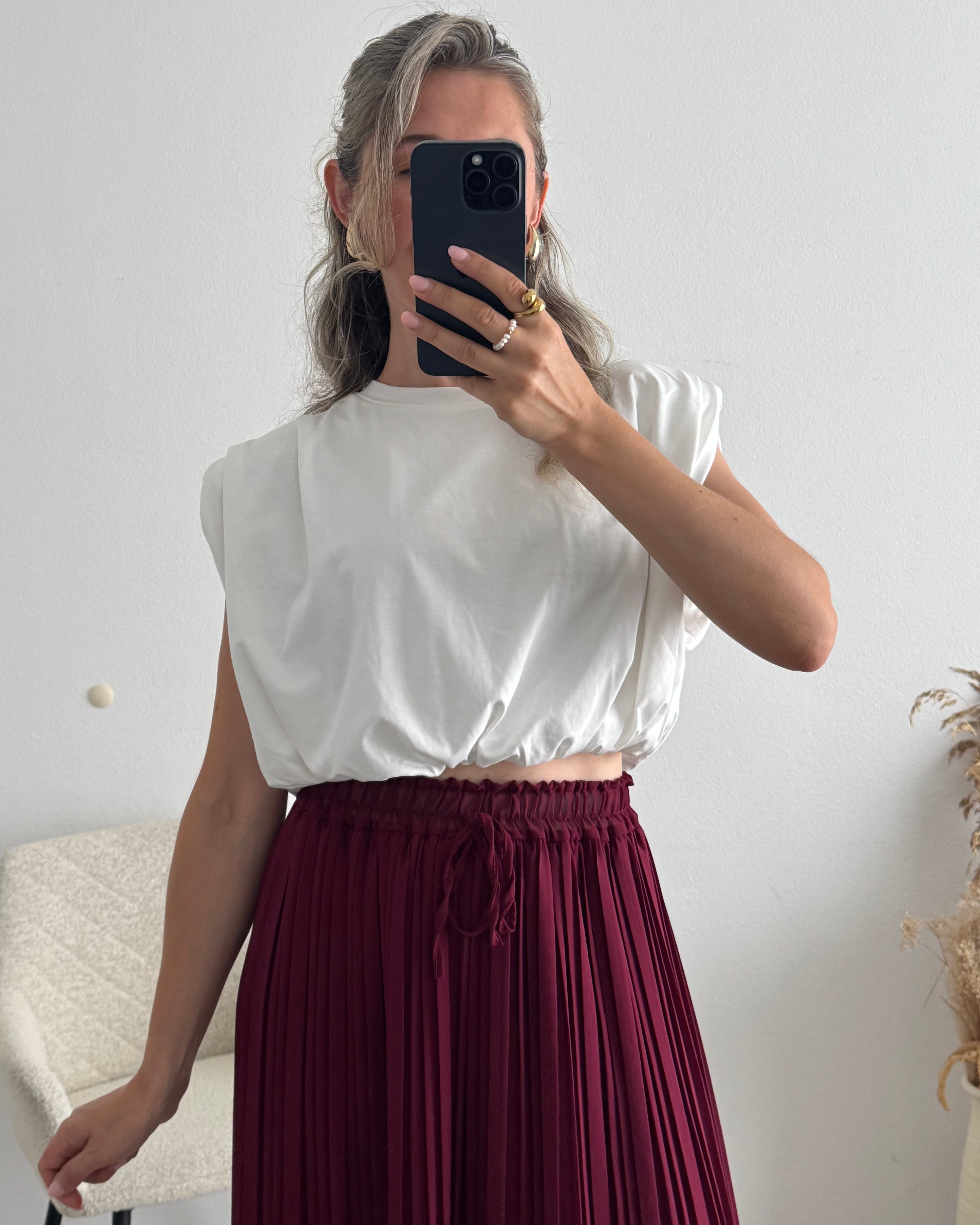 Premium Cropped Shirt Weiß