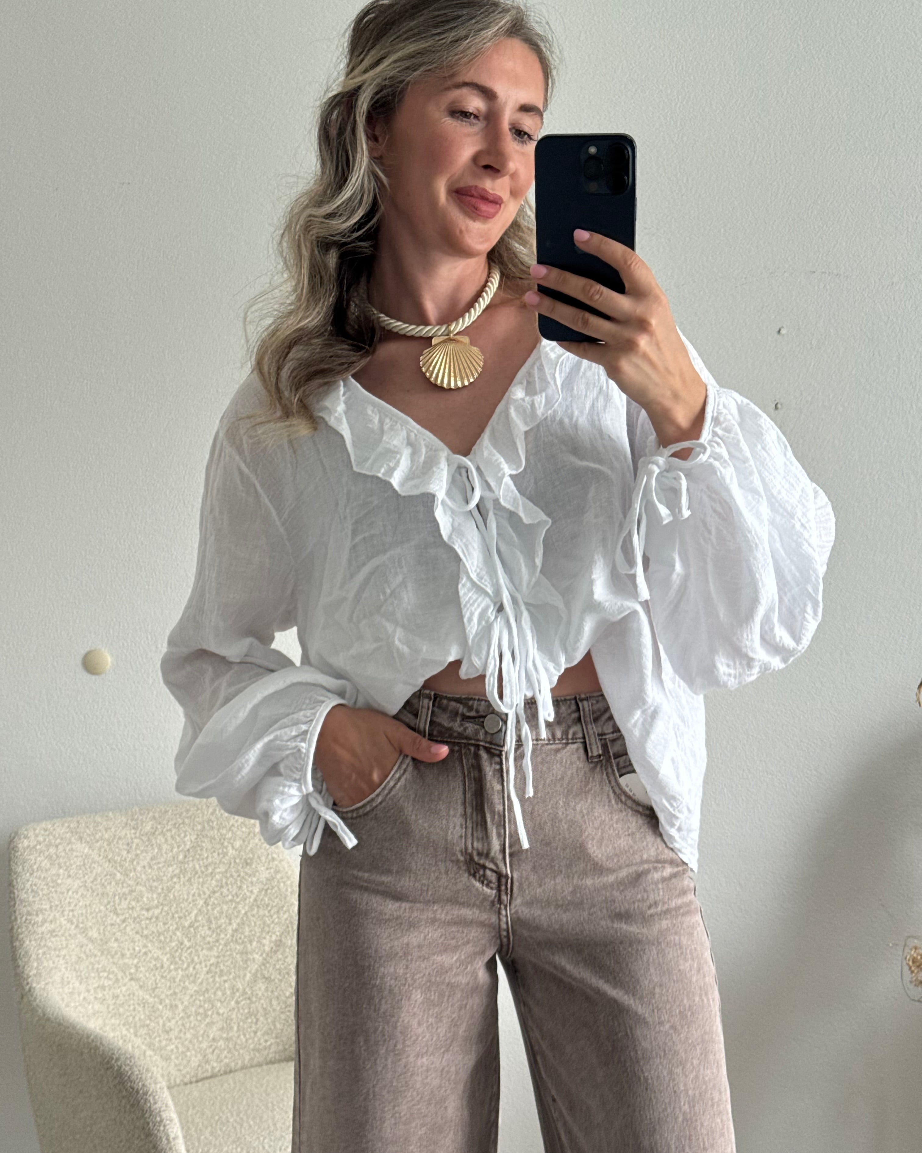Rüschenbluse Mila weiß