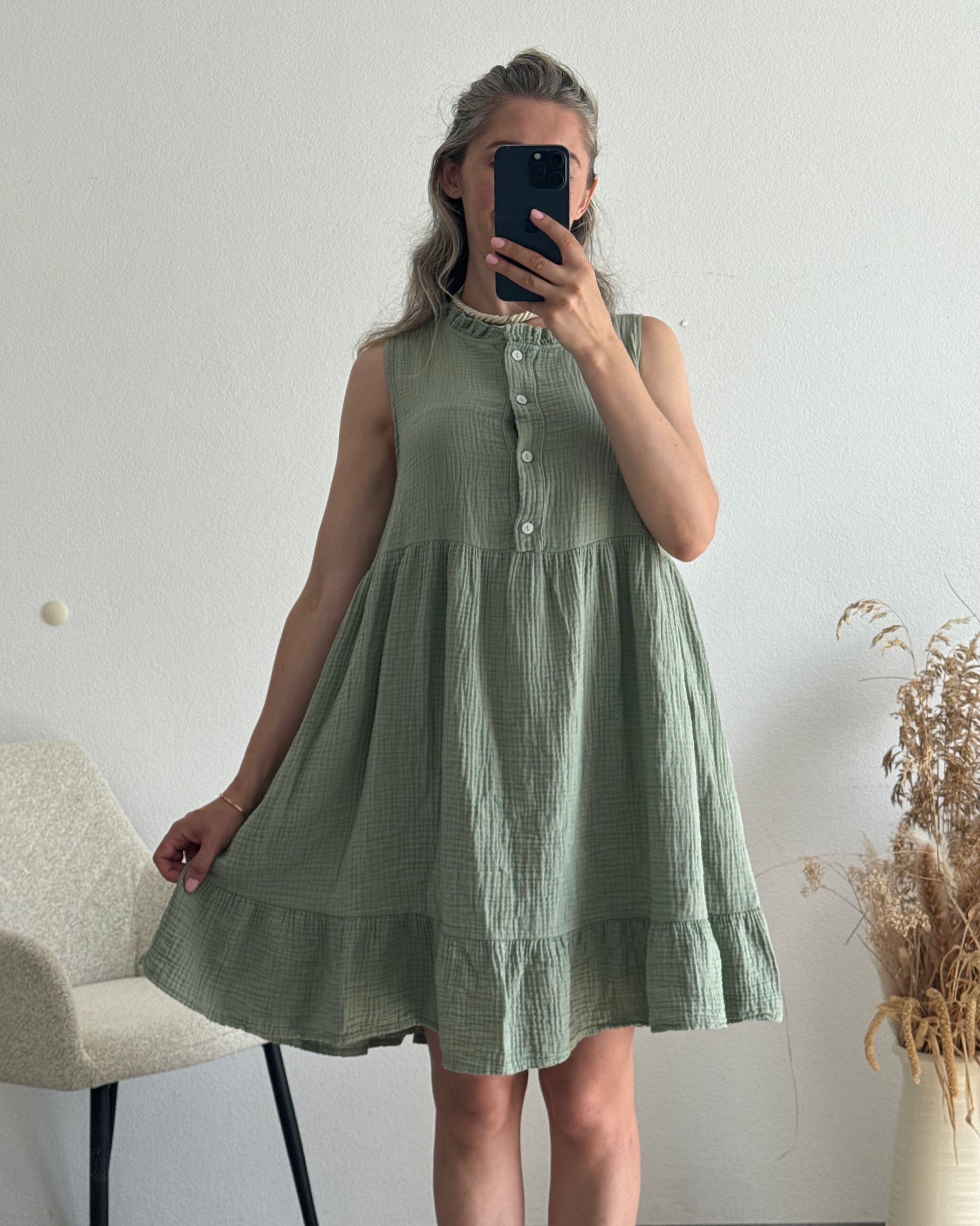 Musselinkleid Amari Khaki