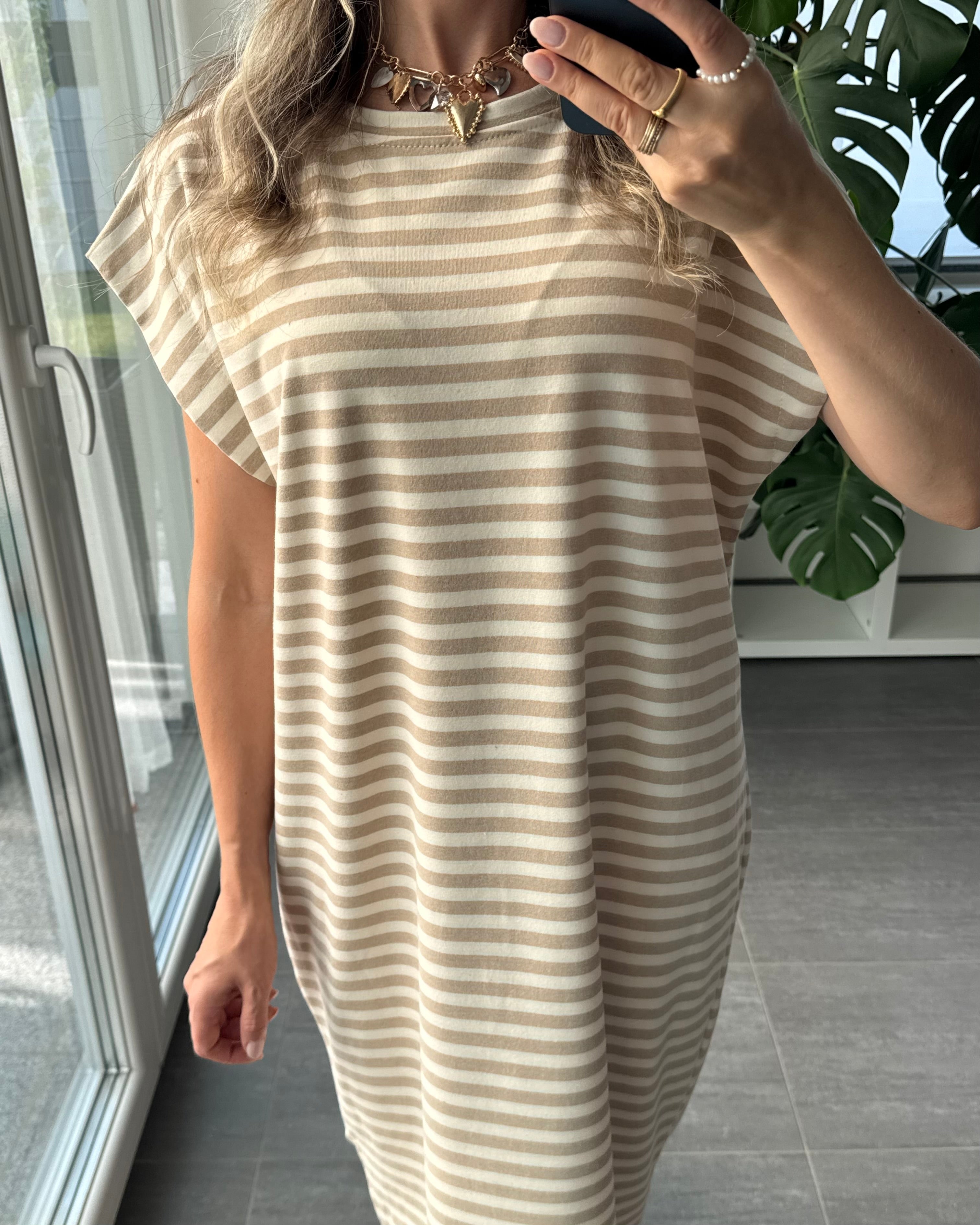 Midikleid Sienna Stripes Beige