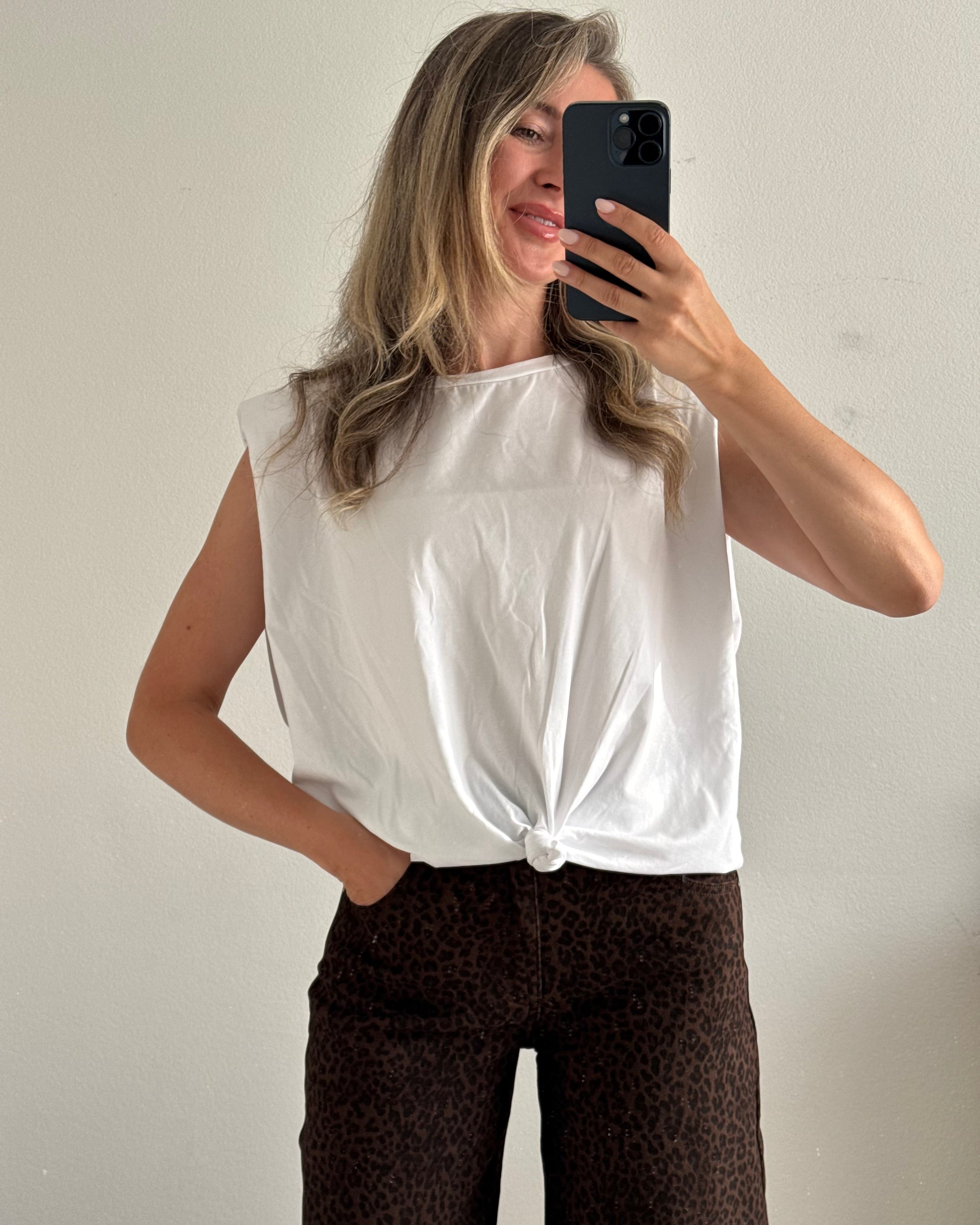 Cropped Shirt mit Knoten weiß