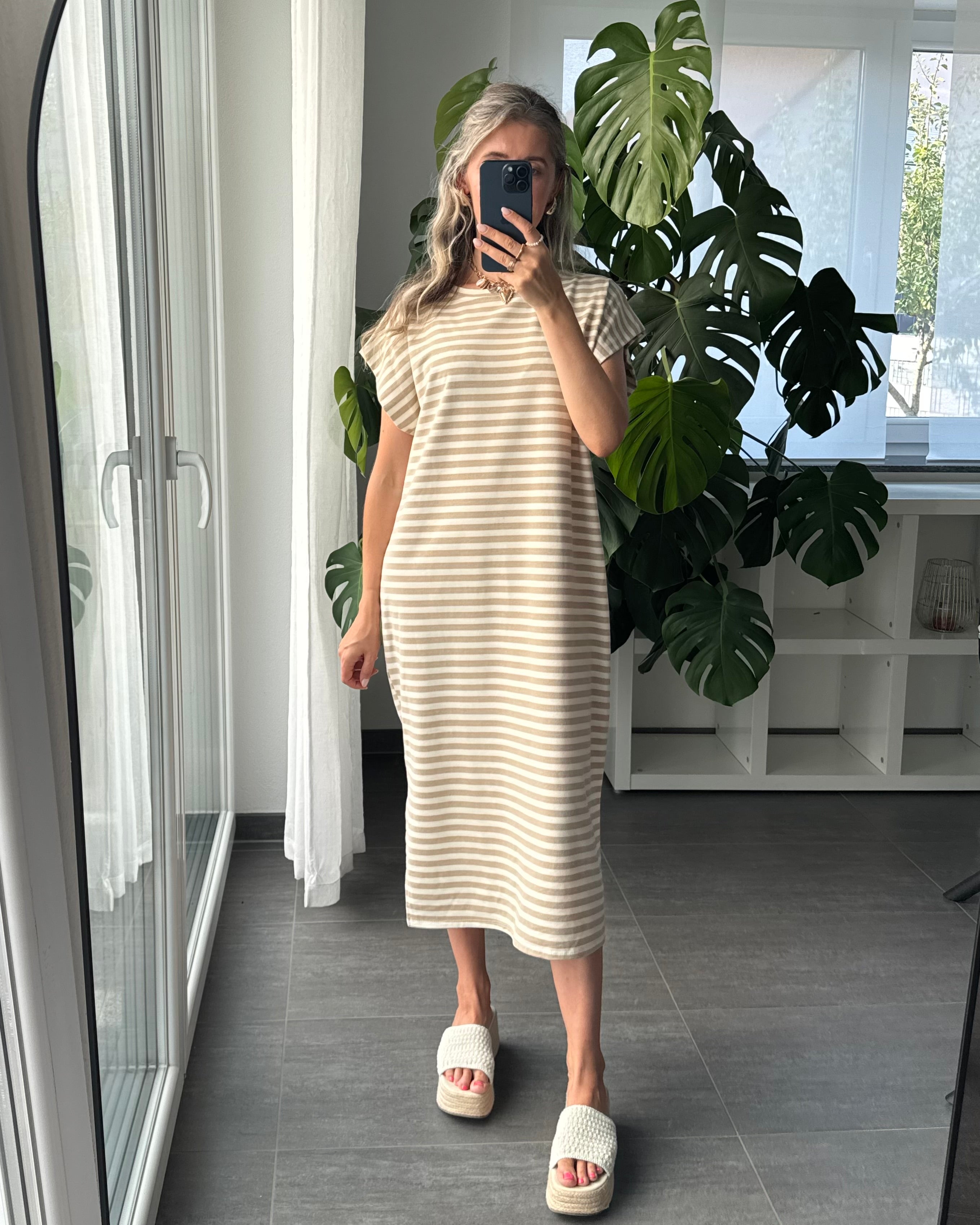 Midikleid Sienna Stripes Beige