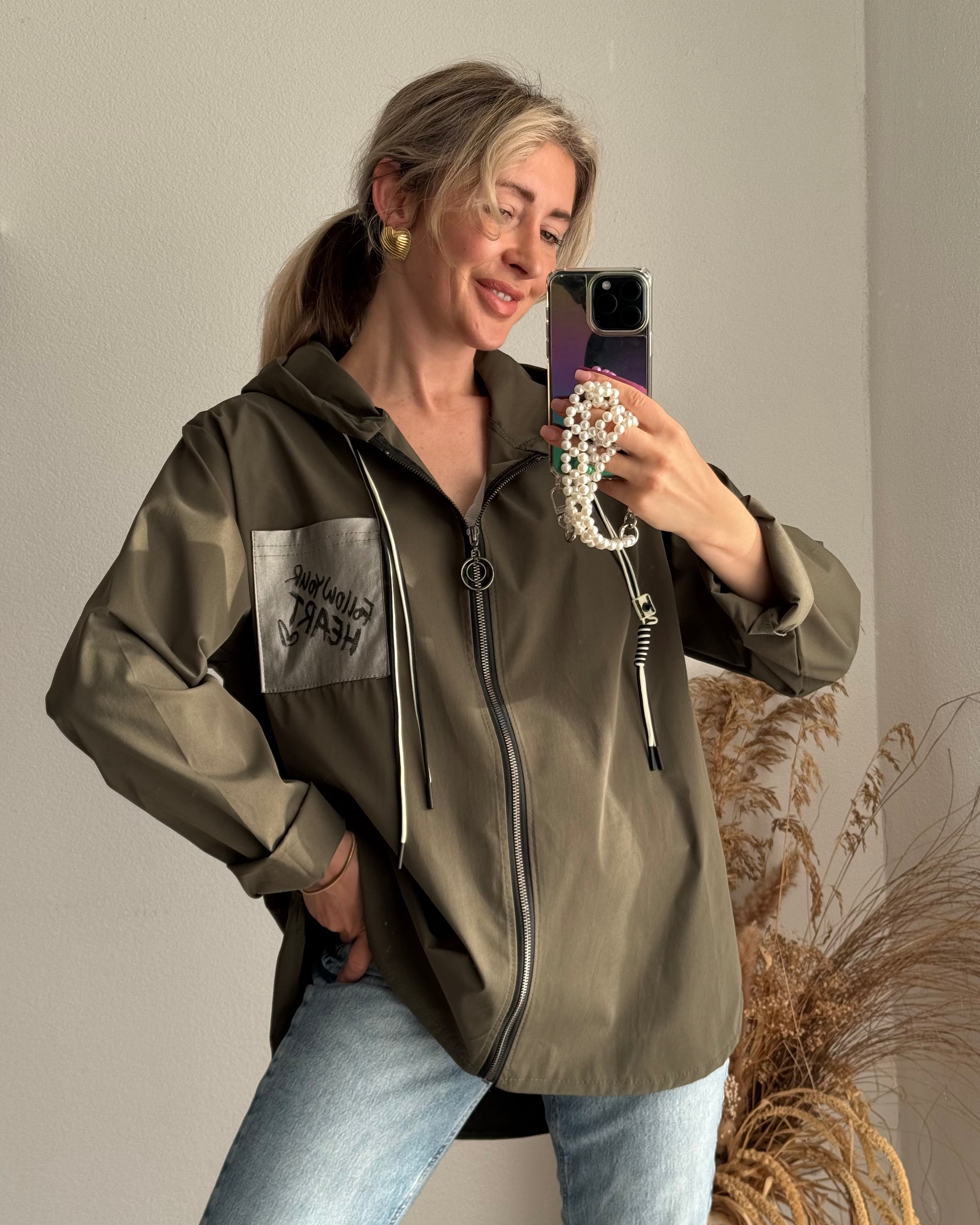Sommerjacke FOLLOW YOUR HEART Khaki
