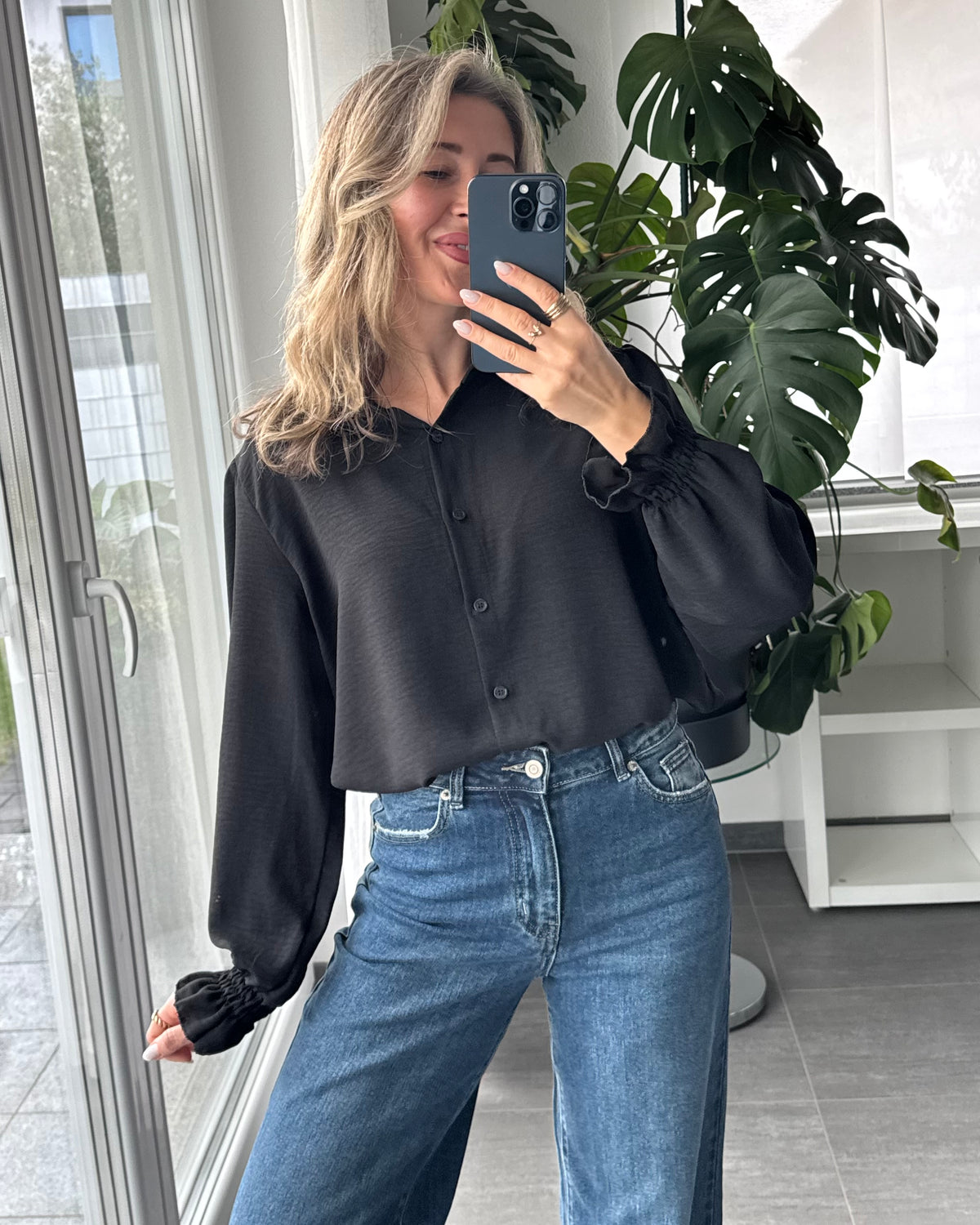 Bluse Marlie Rüschen Schwarz