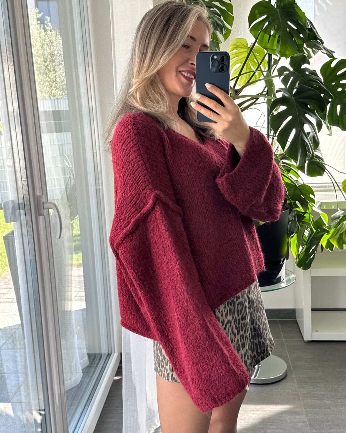 Strickpullover Fluffy Bordeaux
