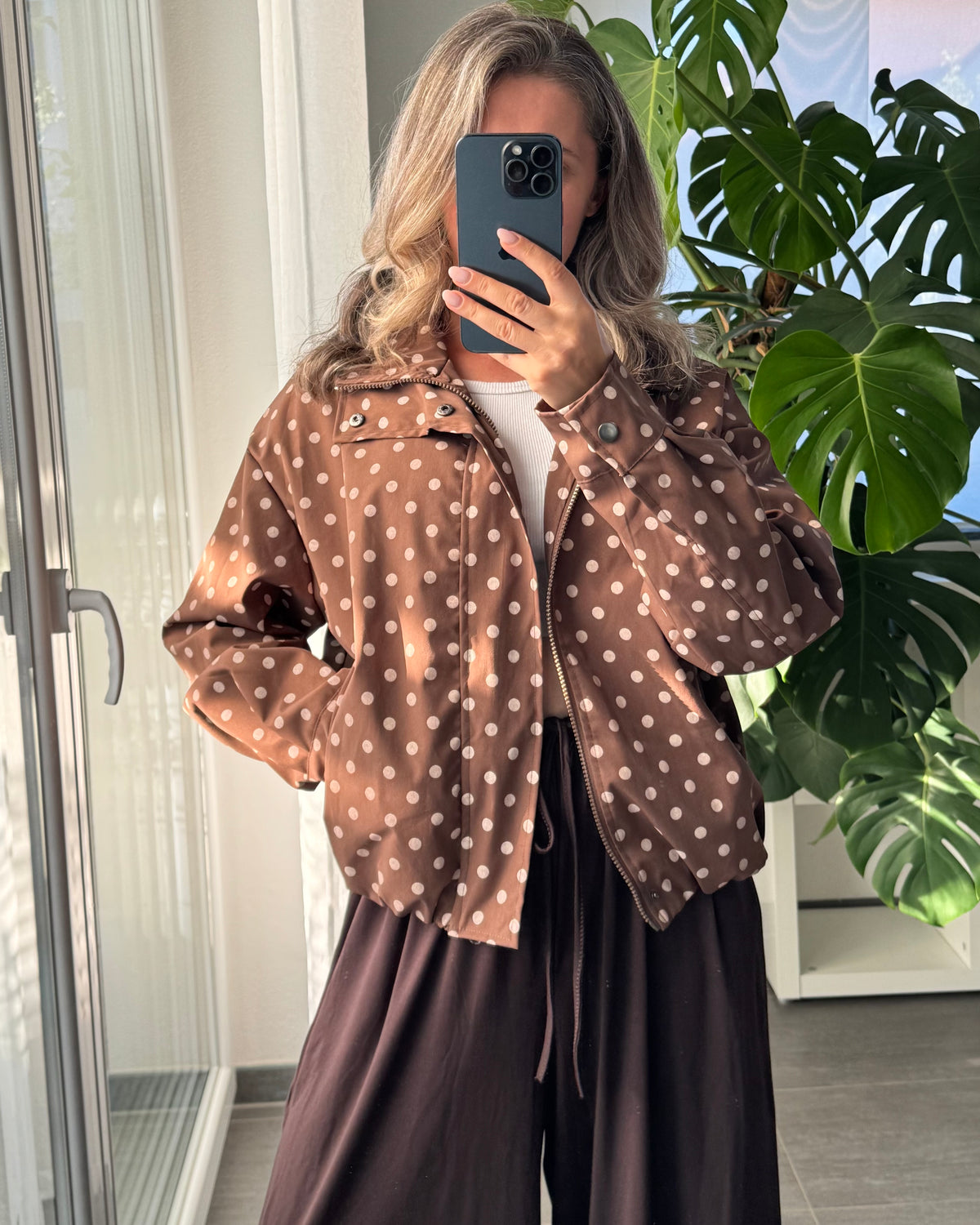 Bomberjacke Polka Dots Braun