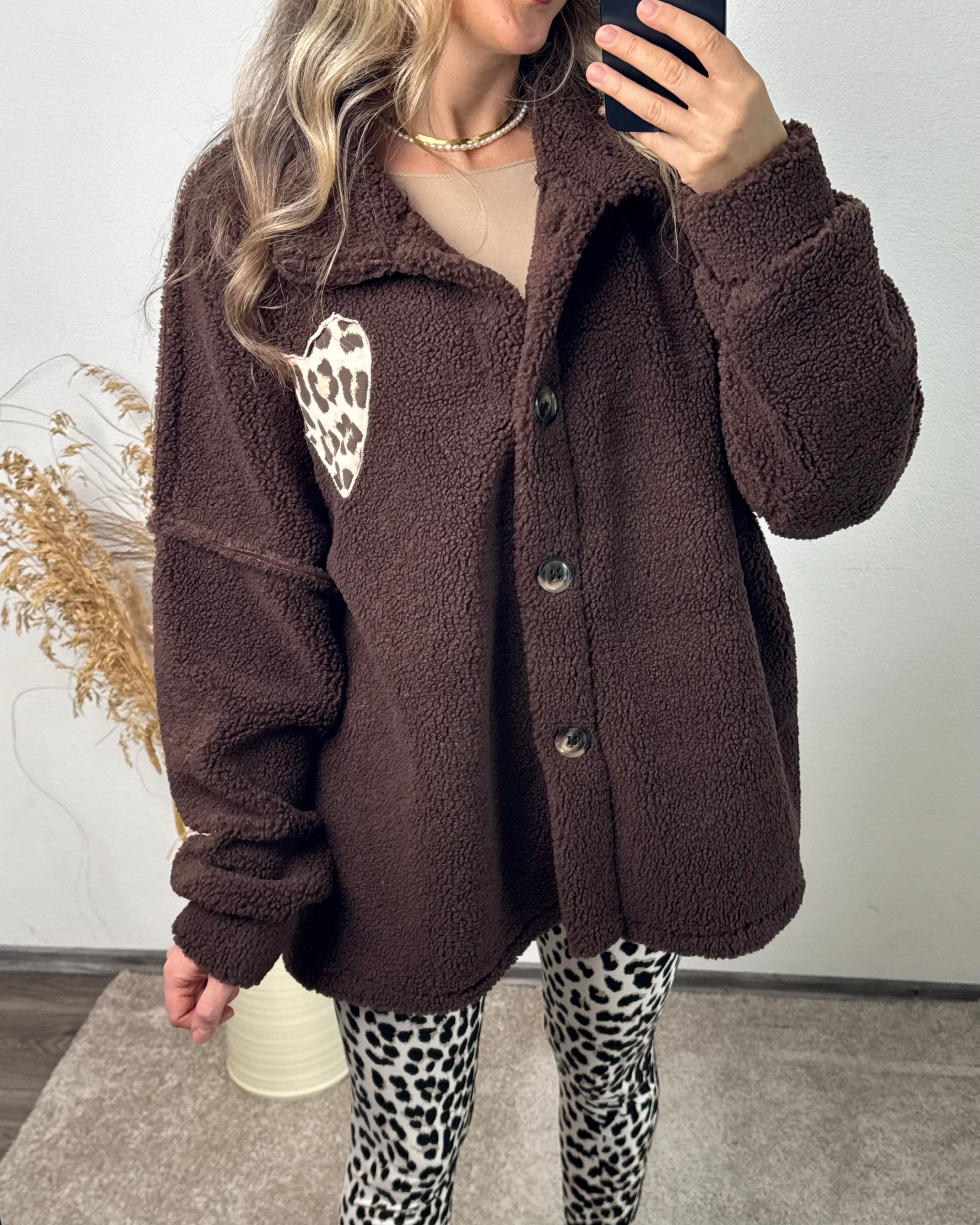 Teddyjacke Leo Herz Braun