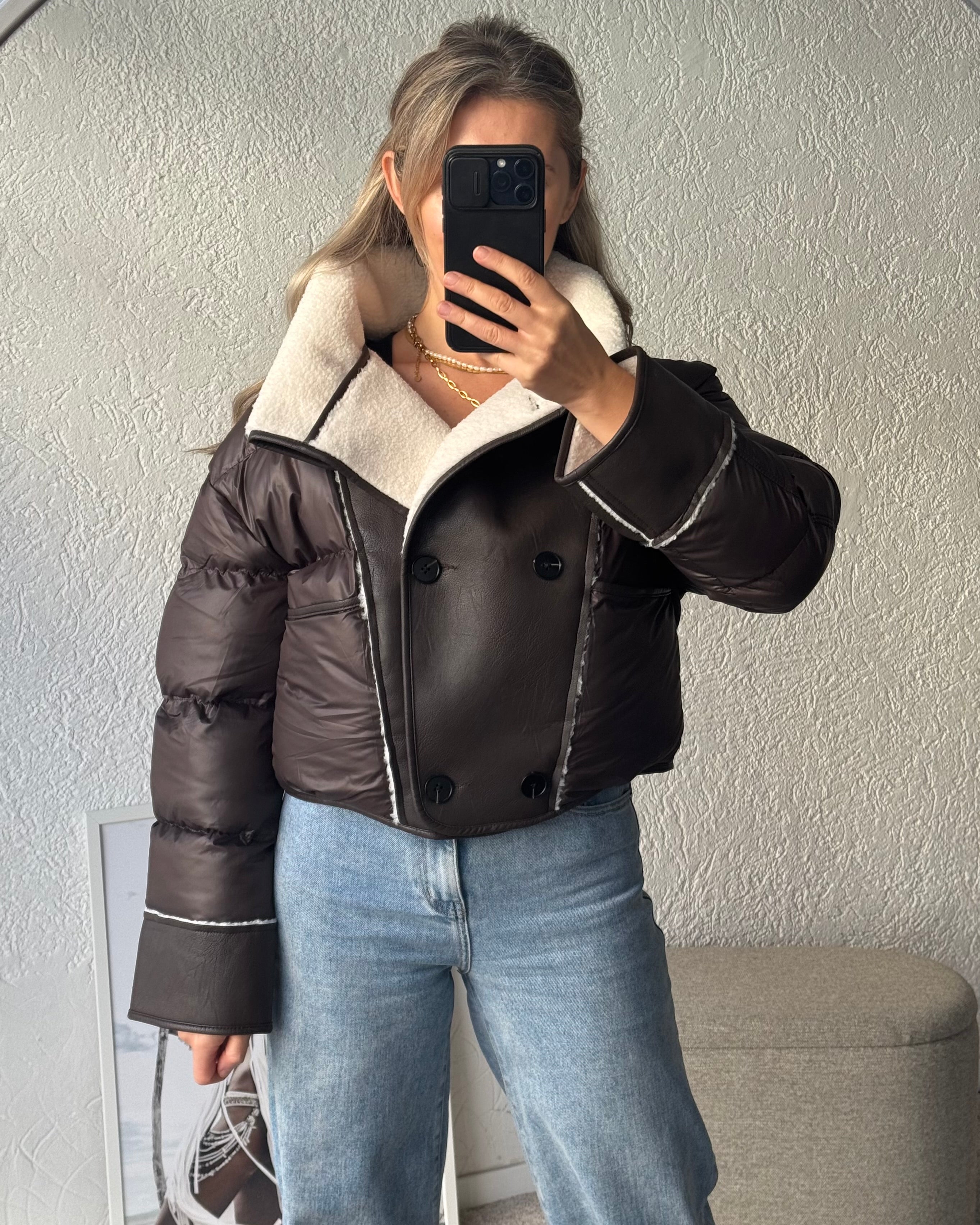 Jacke Material Collage braun