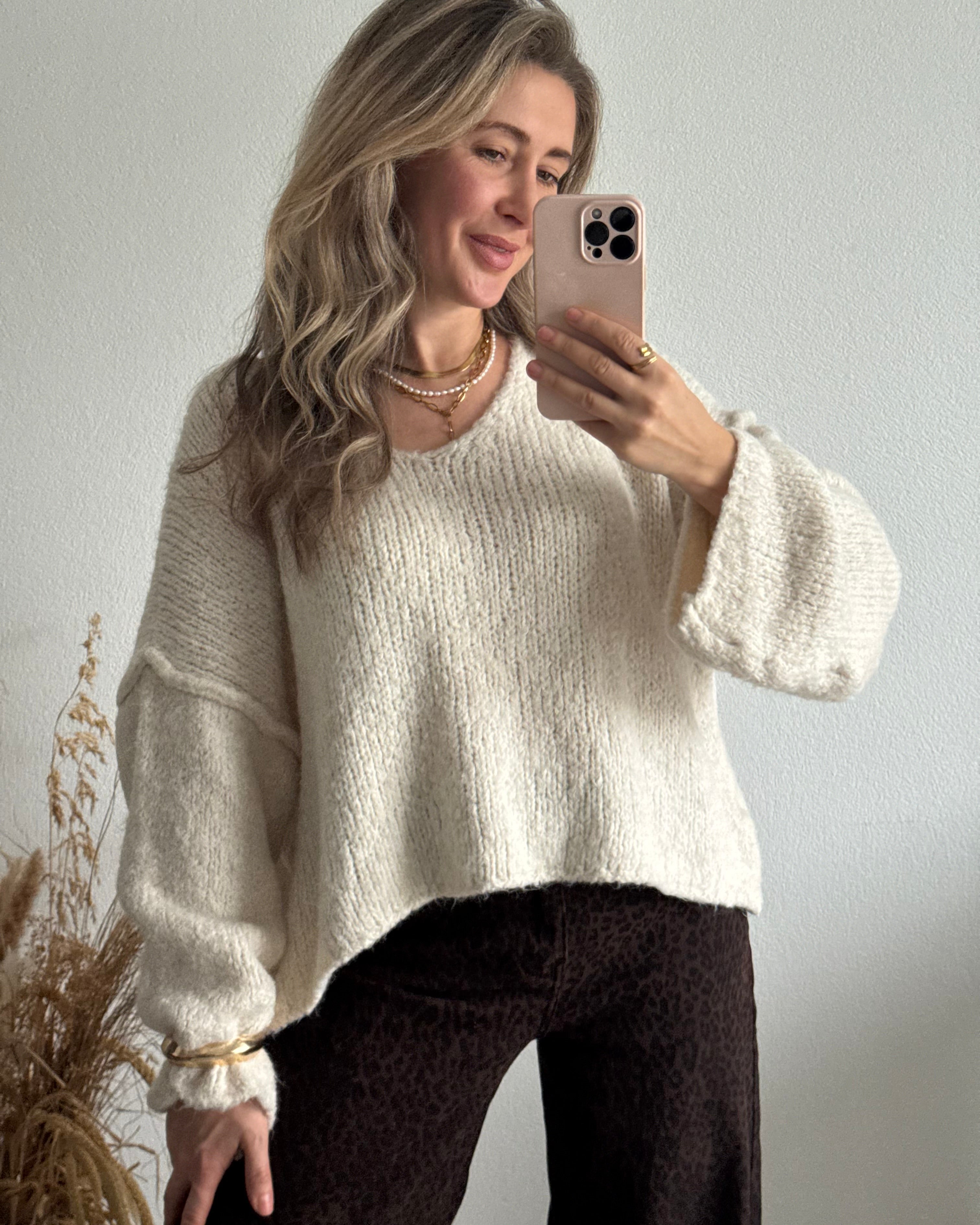 Strickpullover Fluffy Creme