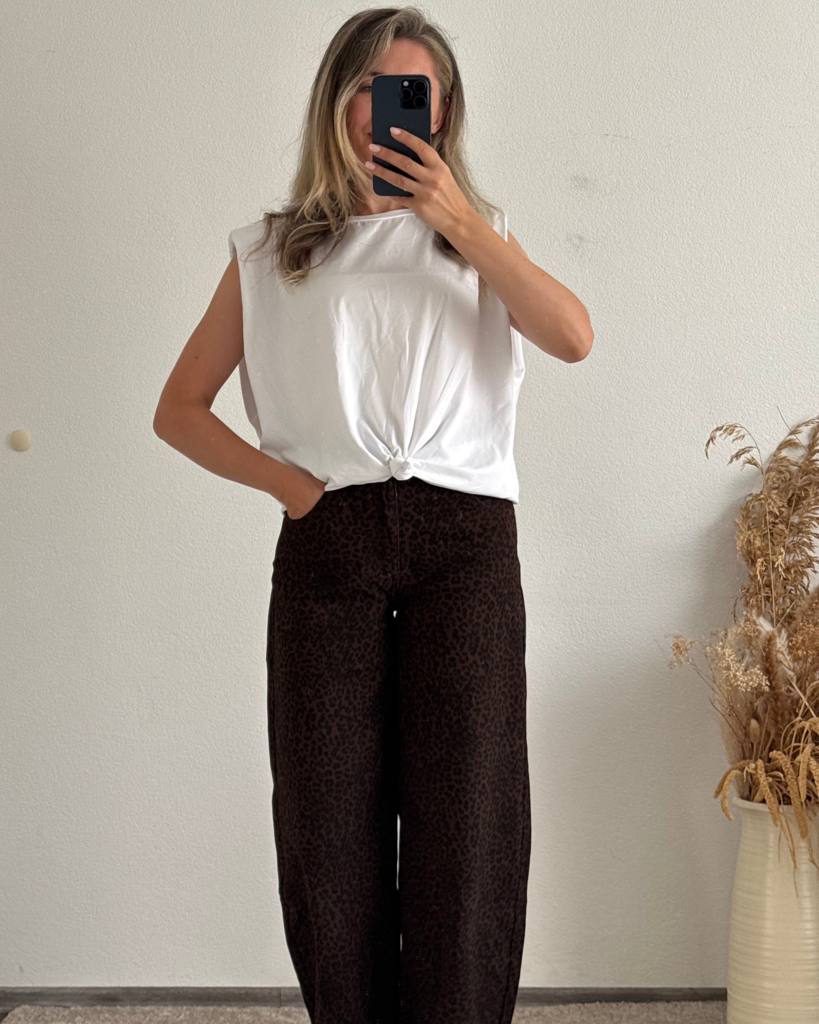 Cropped Shirt mit Knoten weiß
