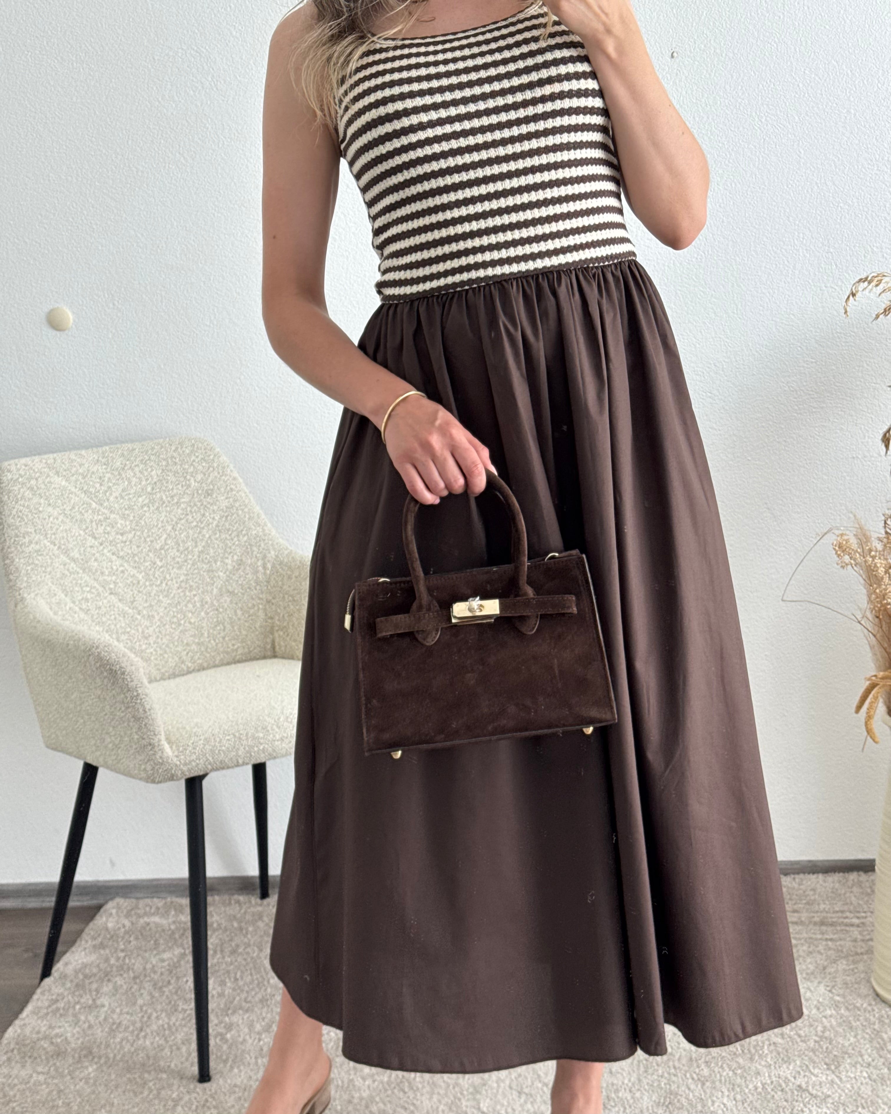 Midi Kleid Mocha Stripe