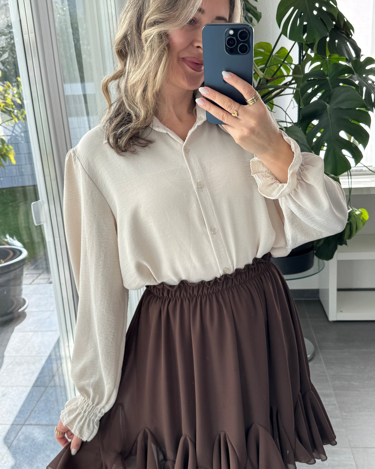 Bluse Marlie Rüschen Beige