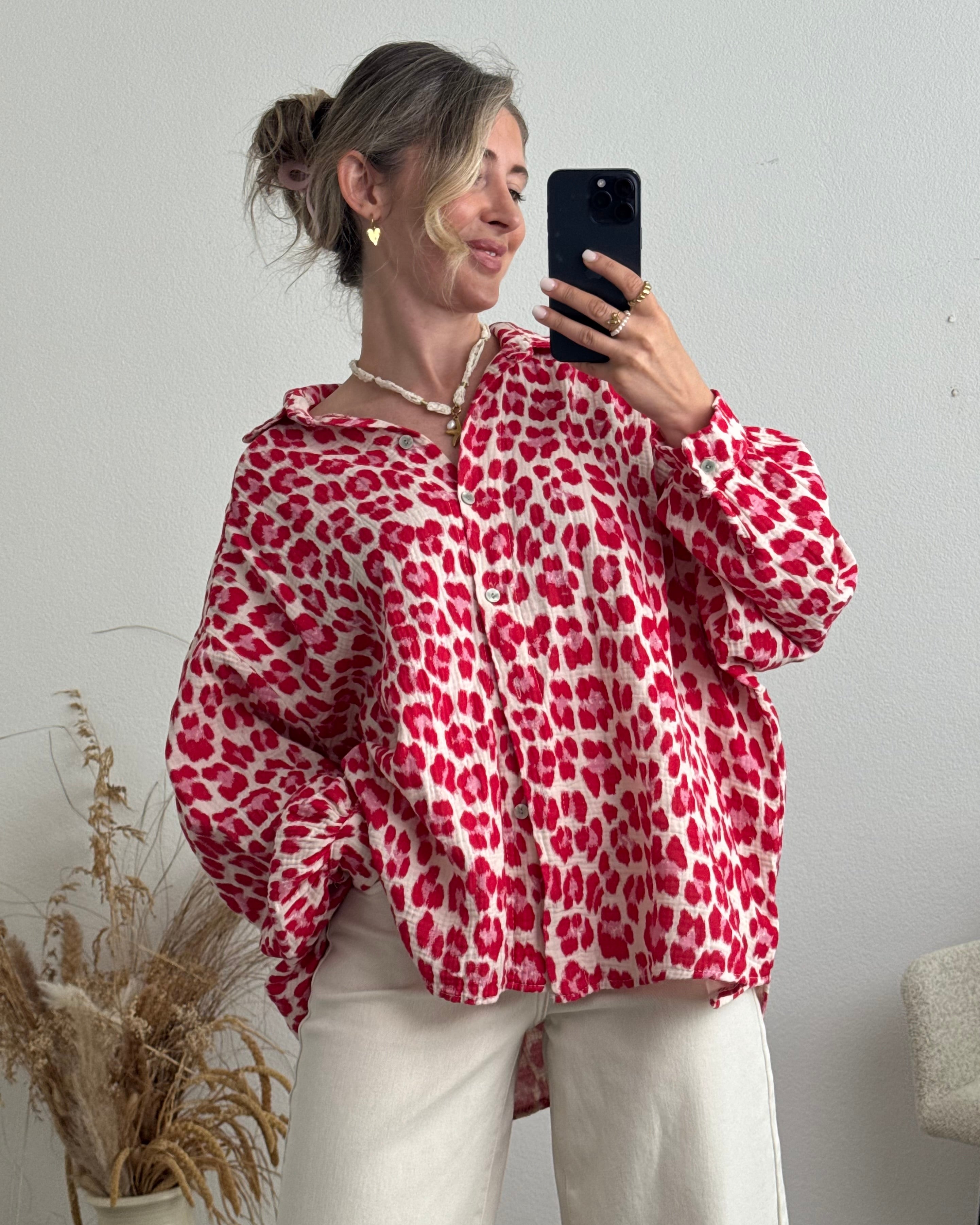 Musselinbluse Leo rot