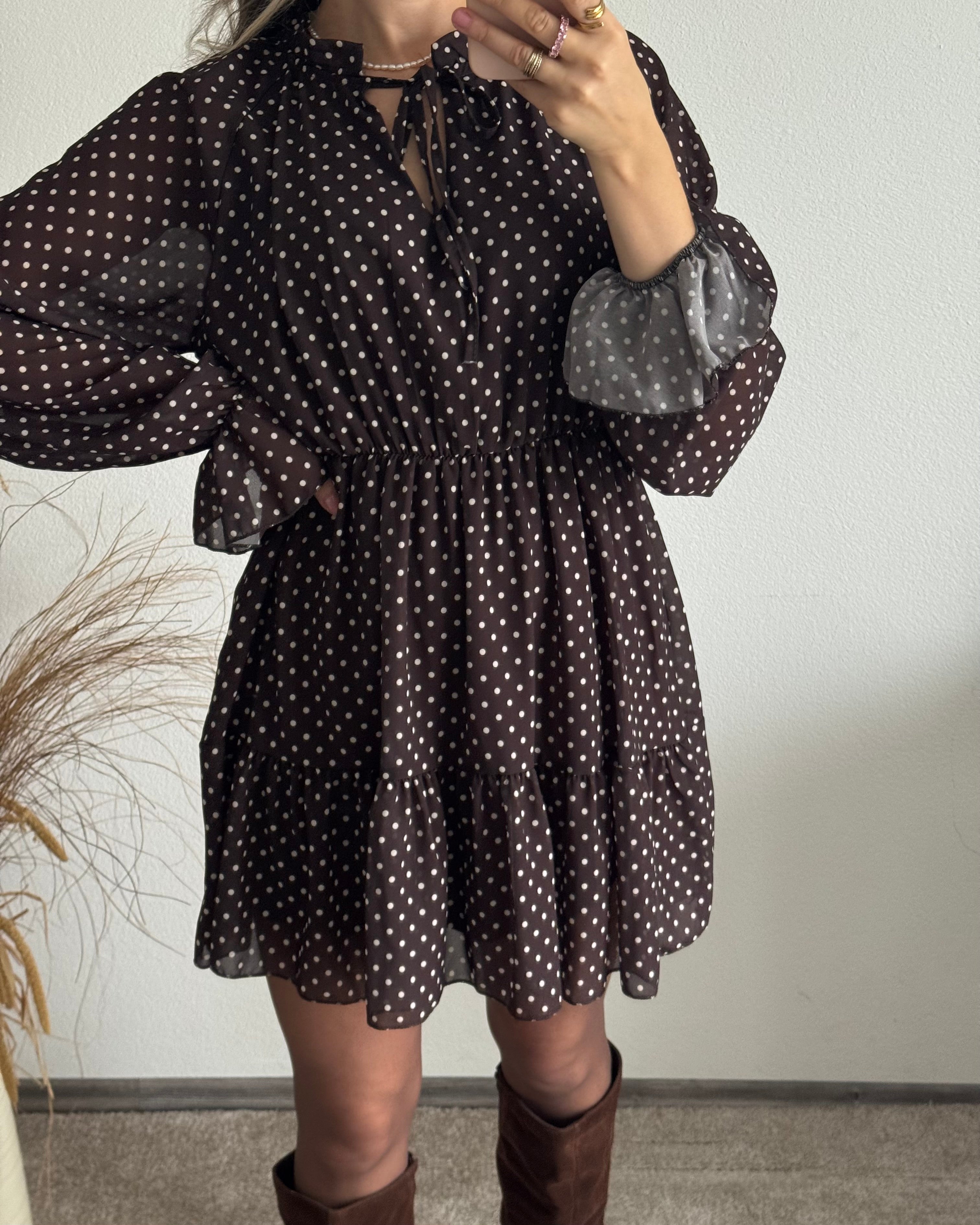 Kleid Polka Dot Braun