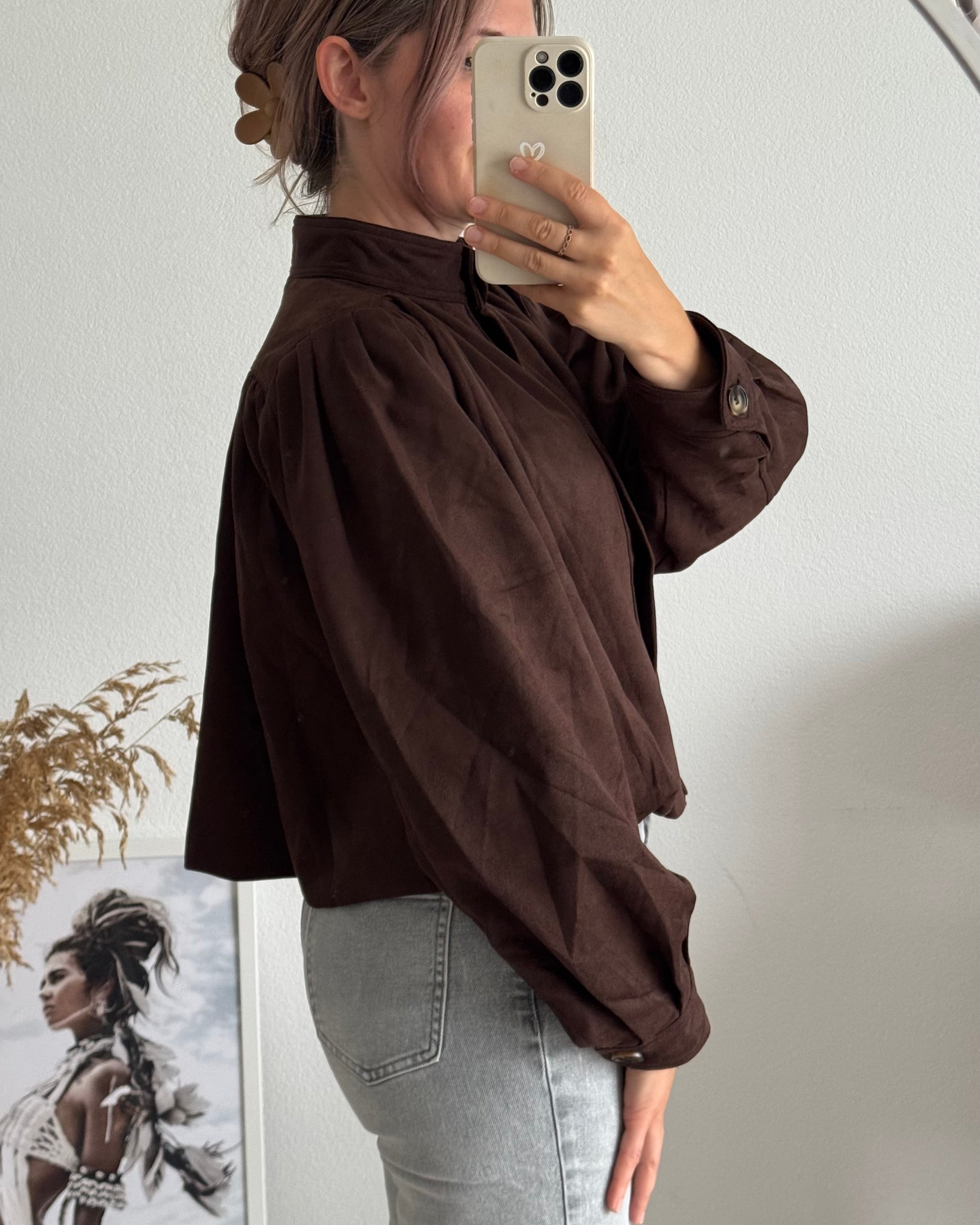 Wildleder Bomberjacke Schockobraun