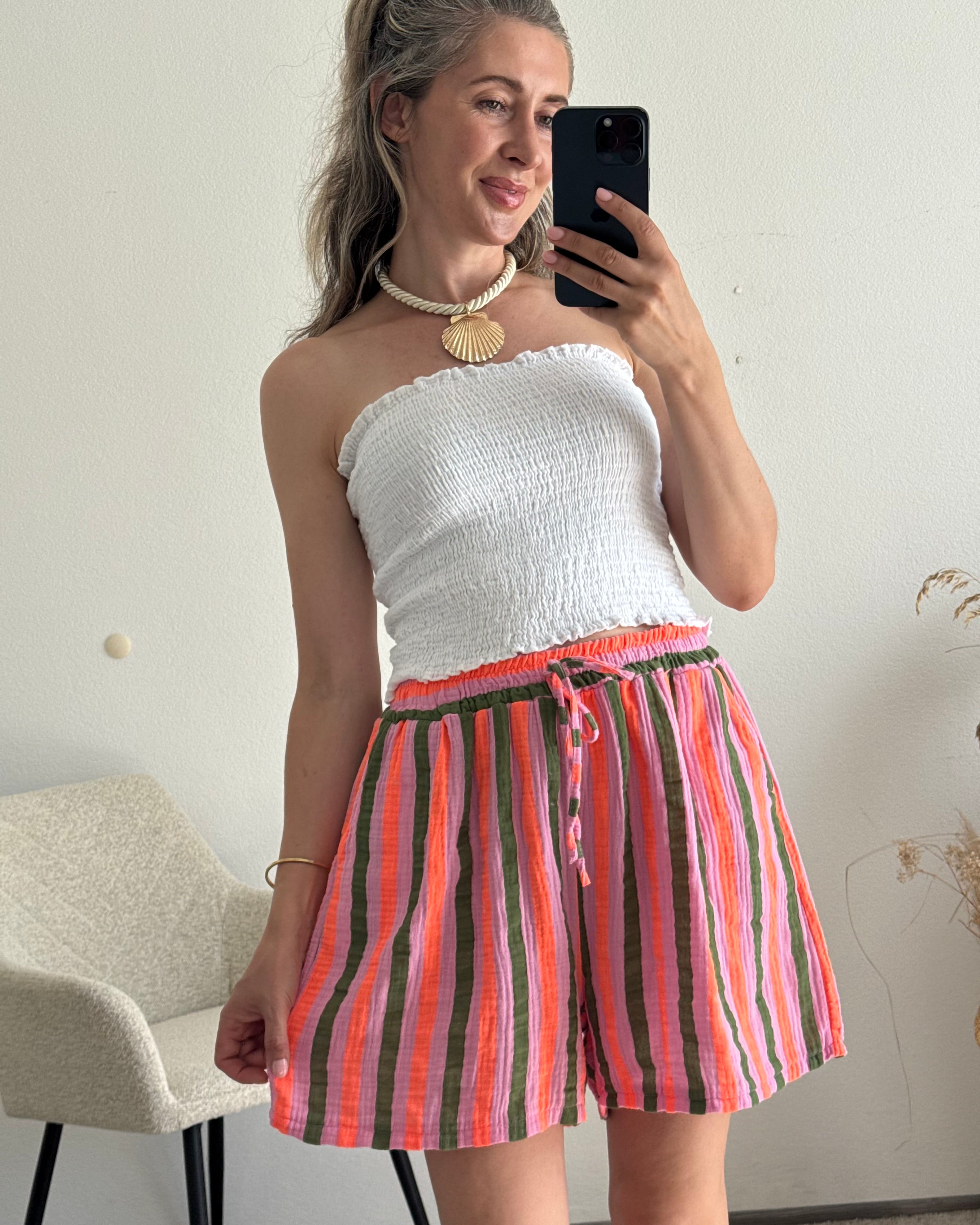 Shorts aus Musselin Stripes
