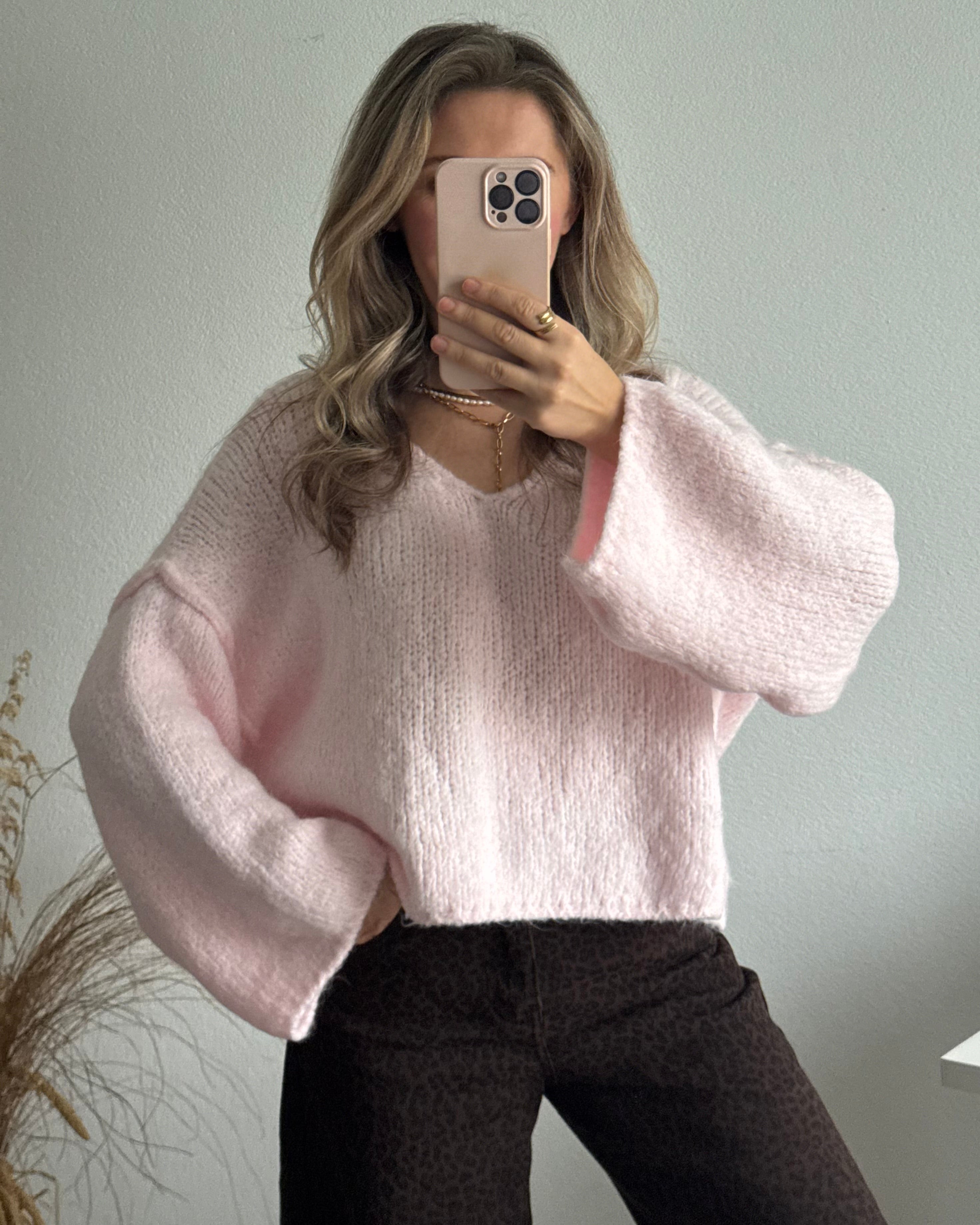 Strickpullover Fluffy Zartes Rosa