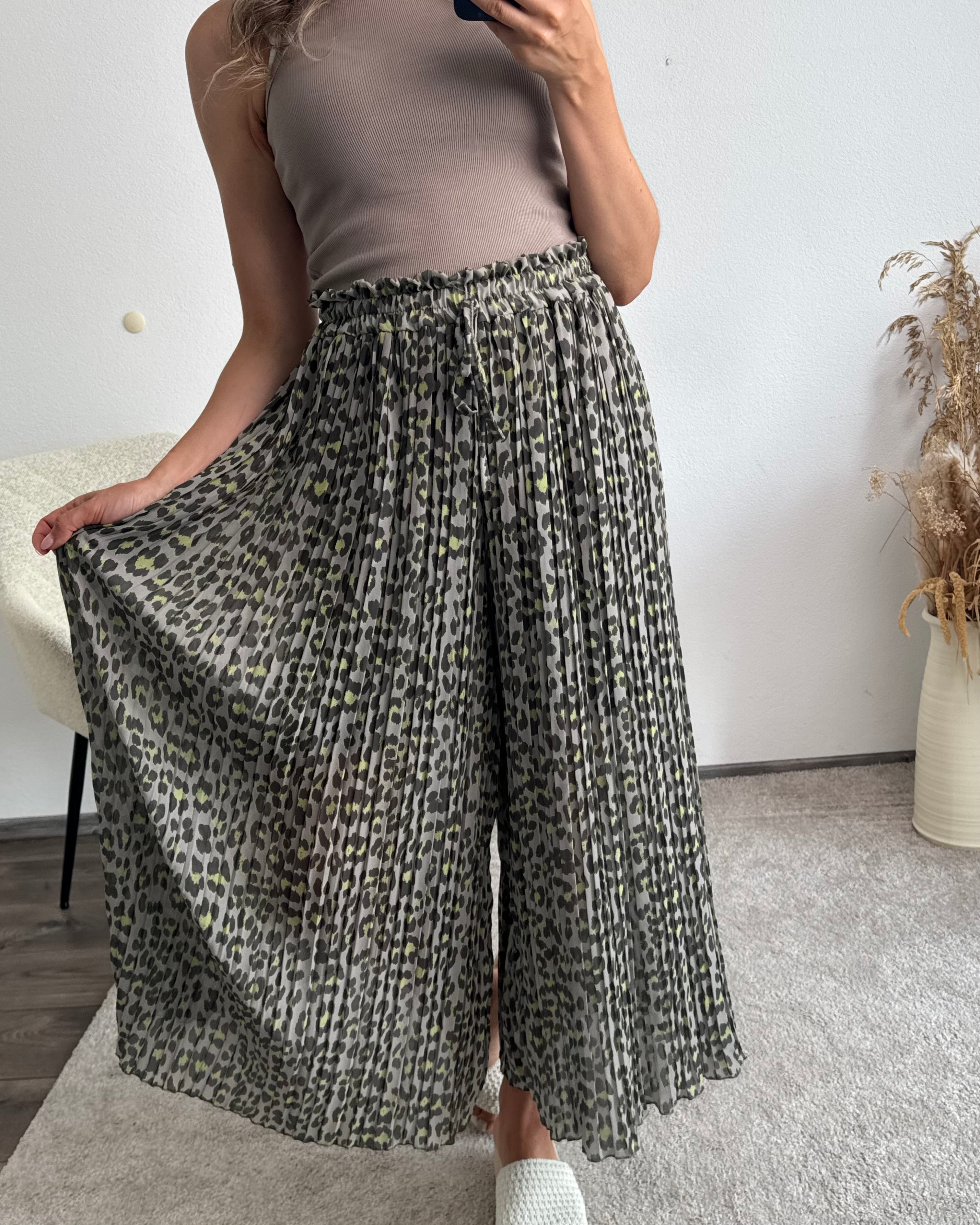 Plisseehose Leo Khaki Grau