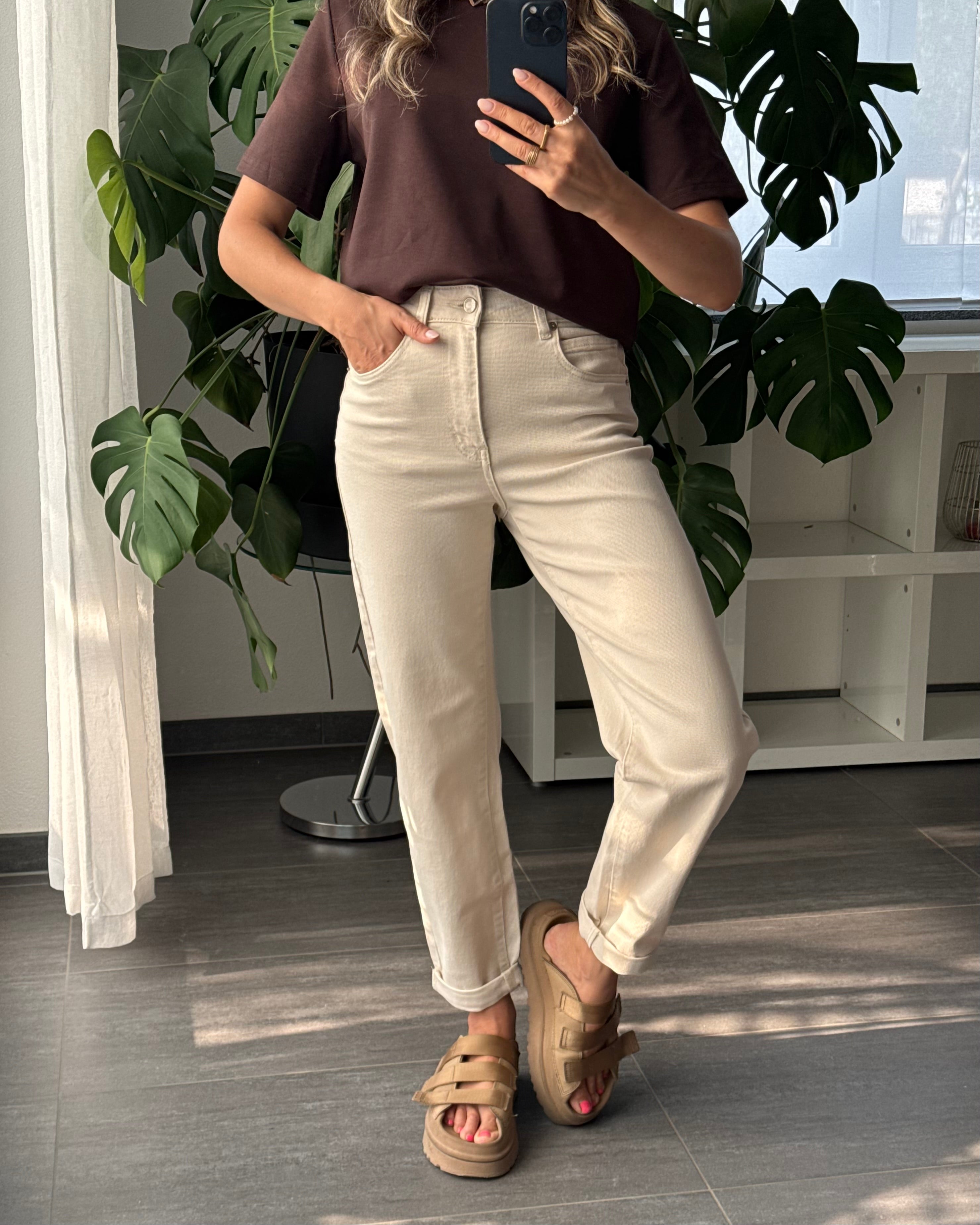 MOM JEANS Beige