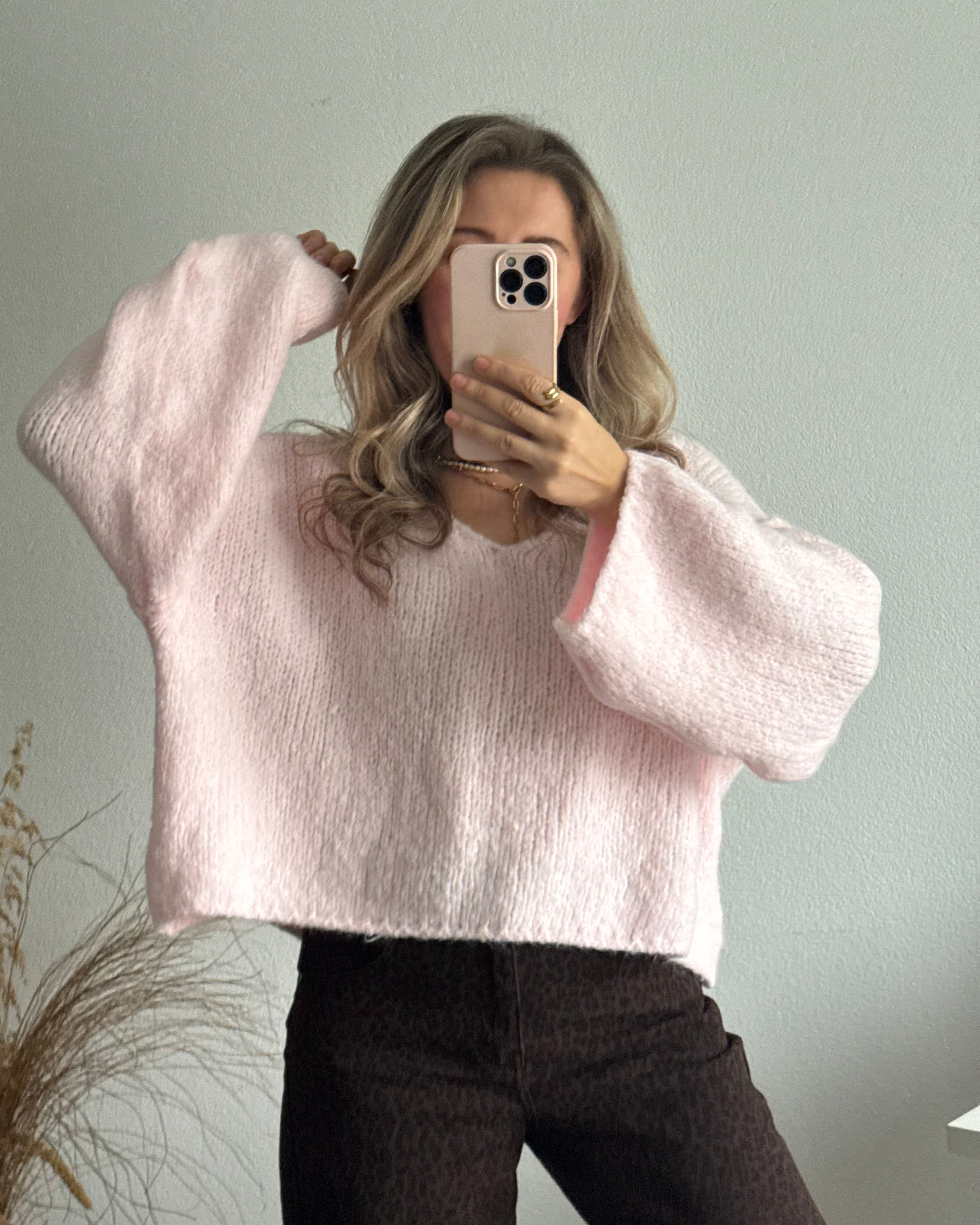Strickpullover Fluffy Zartes Rosa