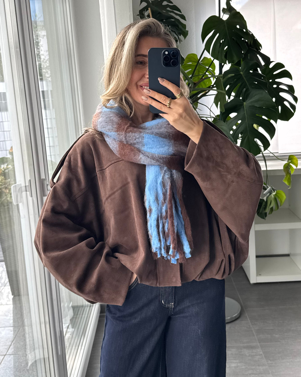 Rosalie Check Schal Blau/Braun