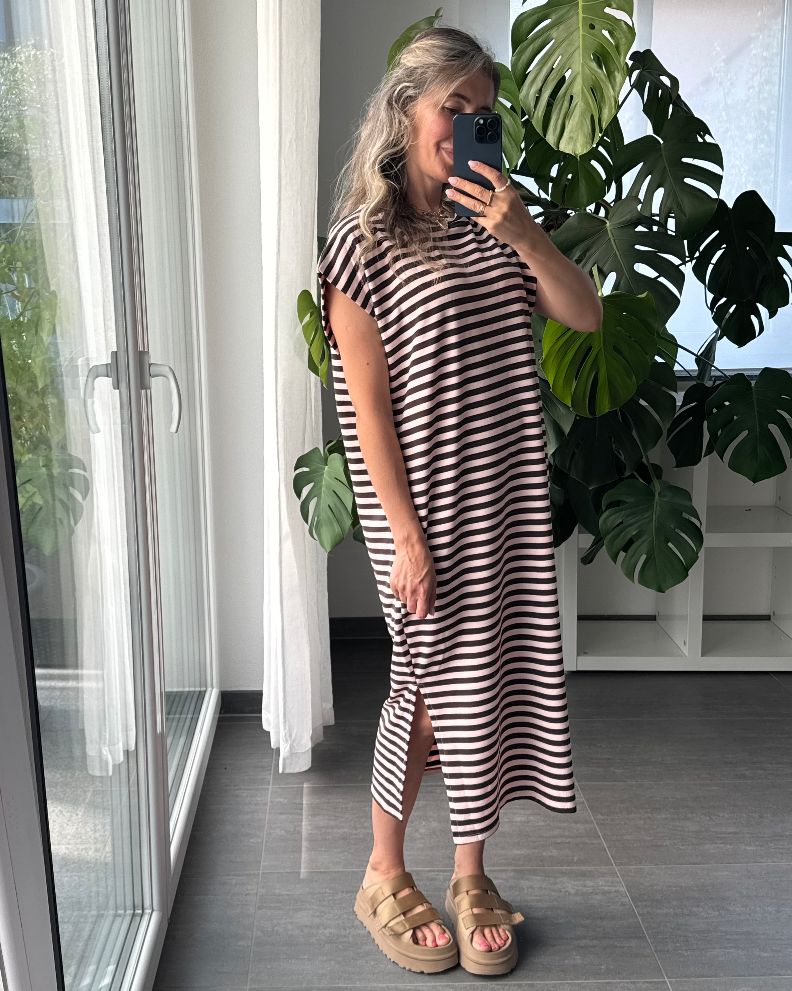 Midikleid Sienna Stripes Braun