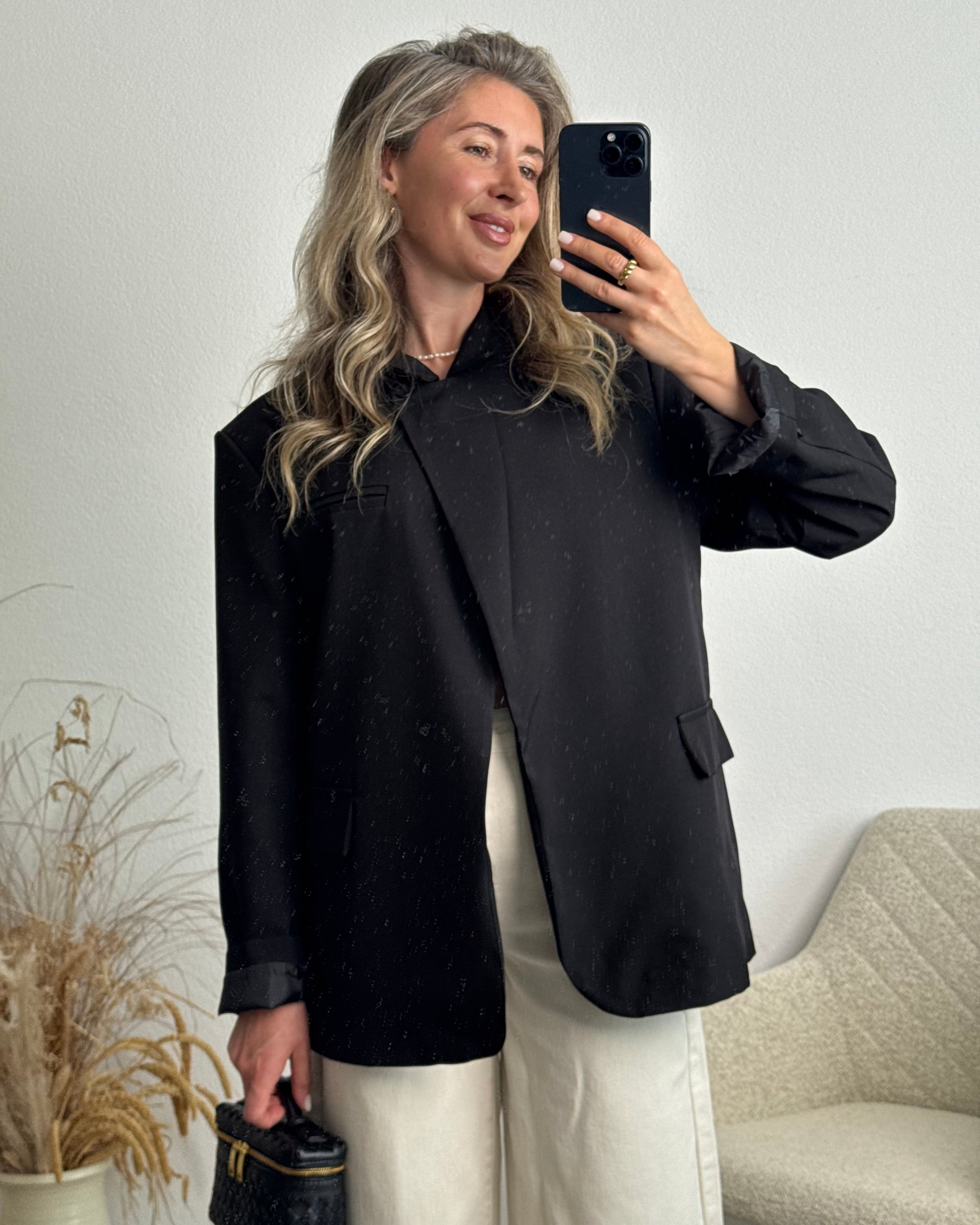High Neck Blazer schwarz