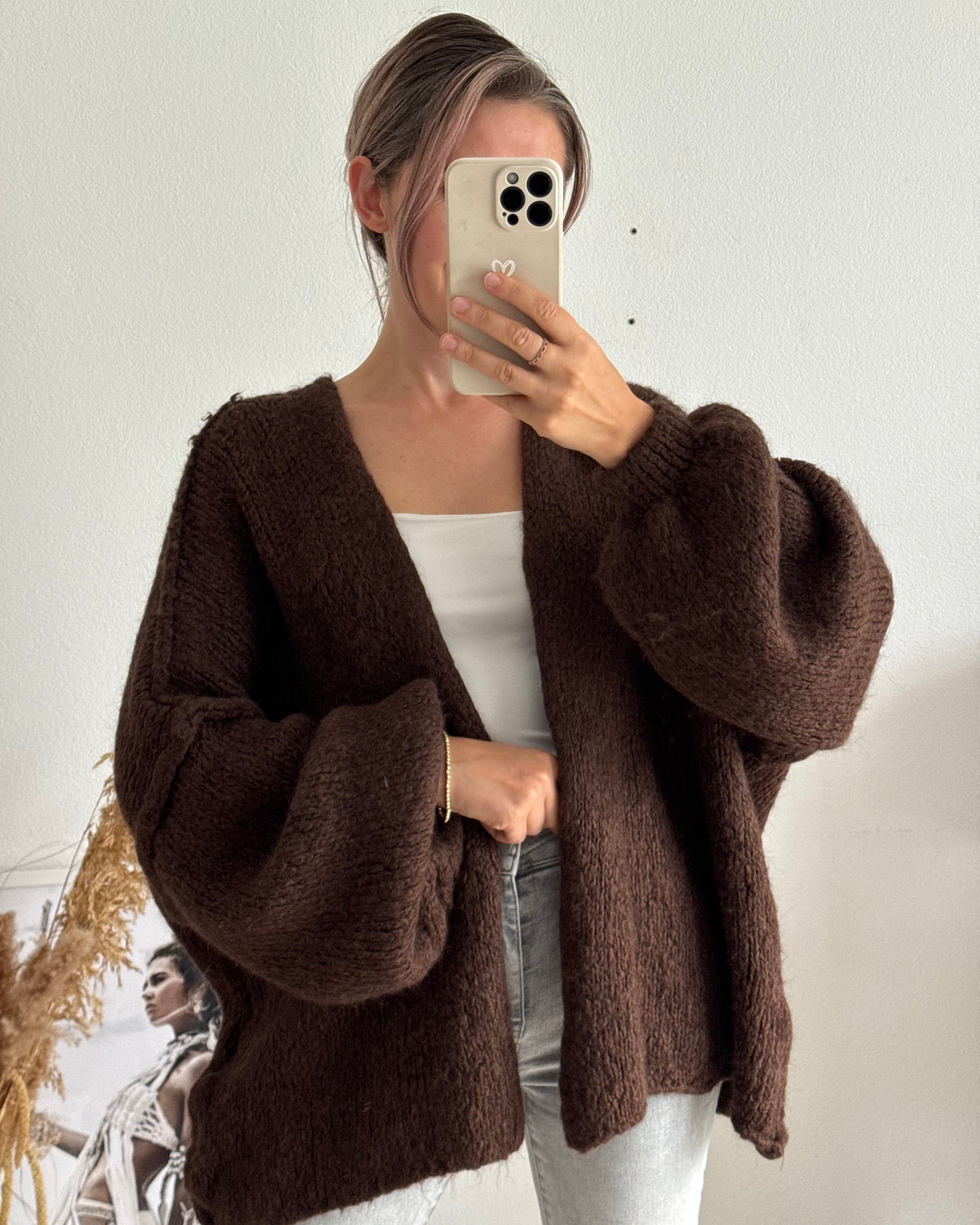 Offener Oversize Cardigan Lea GRAU