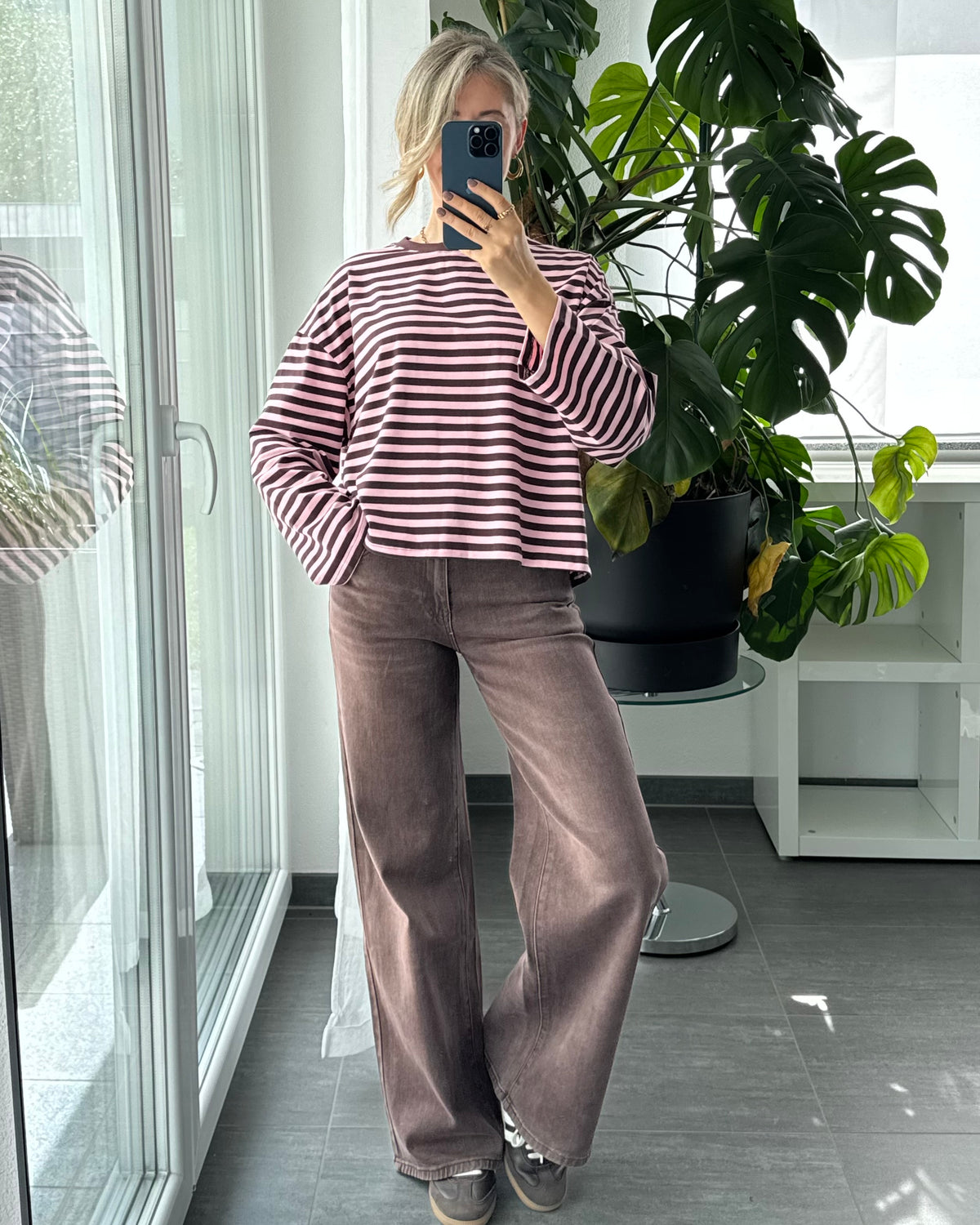 Wide leg stretch Jeans Dark Taupe