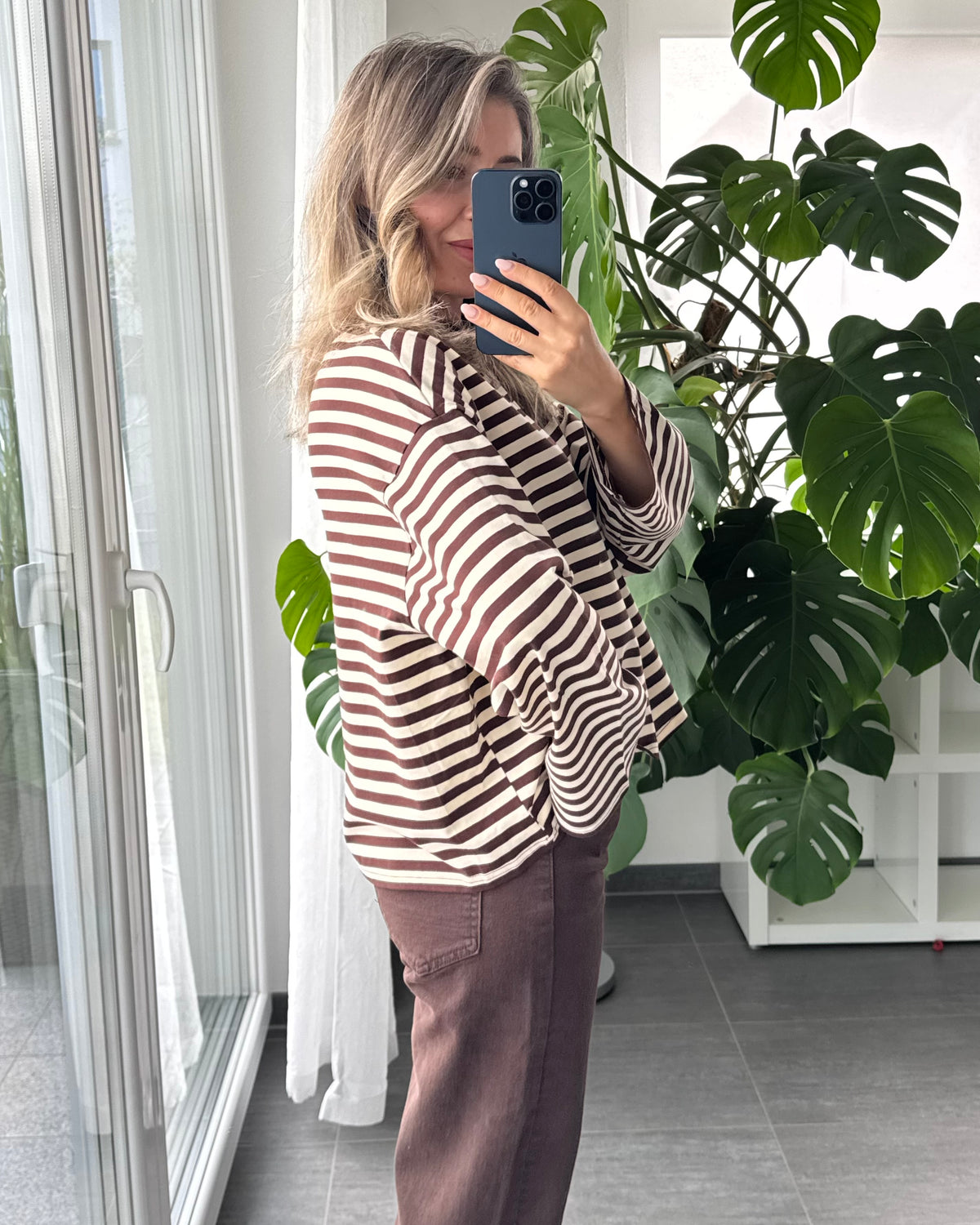 Oversize Stripe Shirt Choco