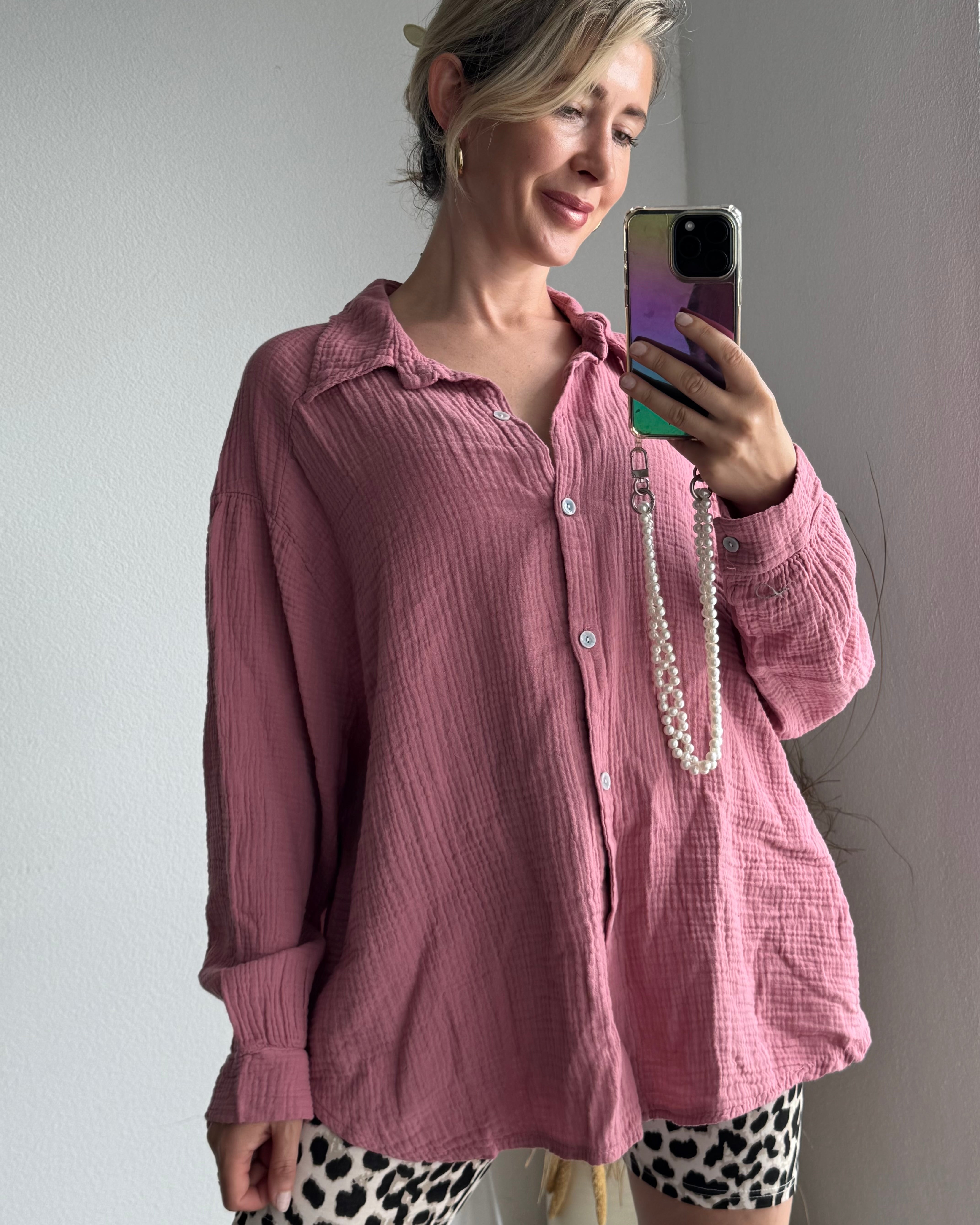Musselinbluse Altrosa