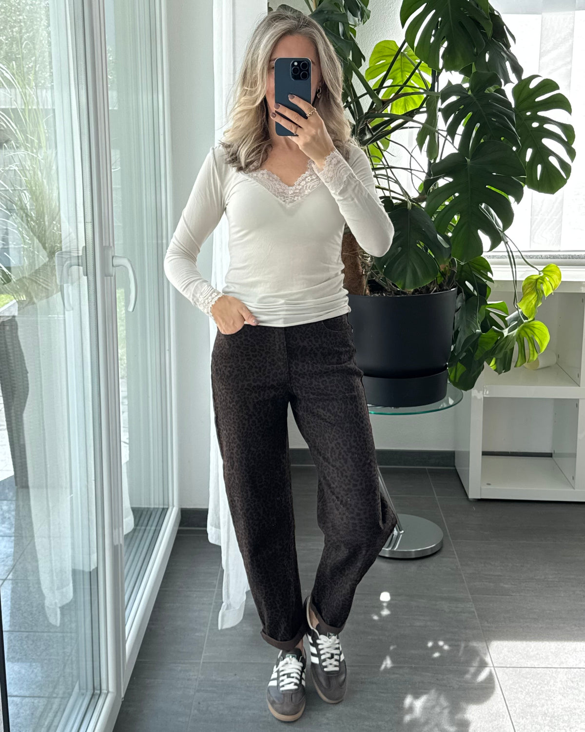 Kaschmir Longsleeve Spitze Beige Premium-Qualität