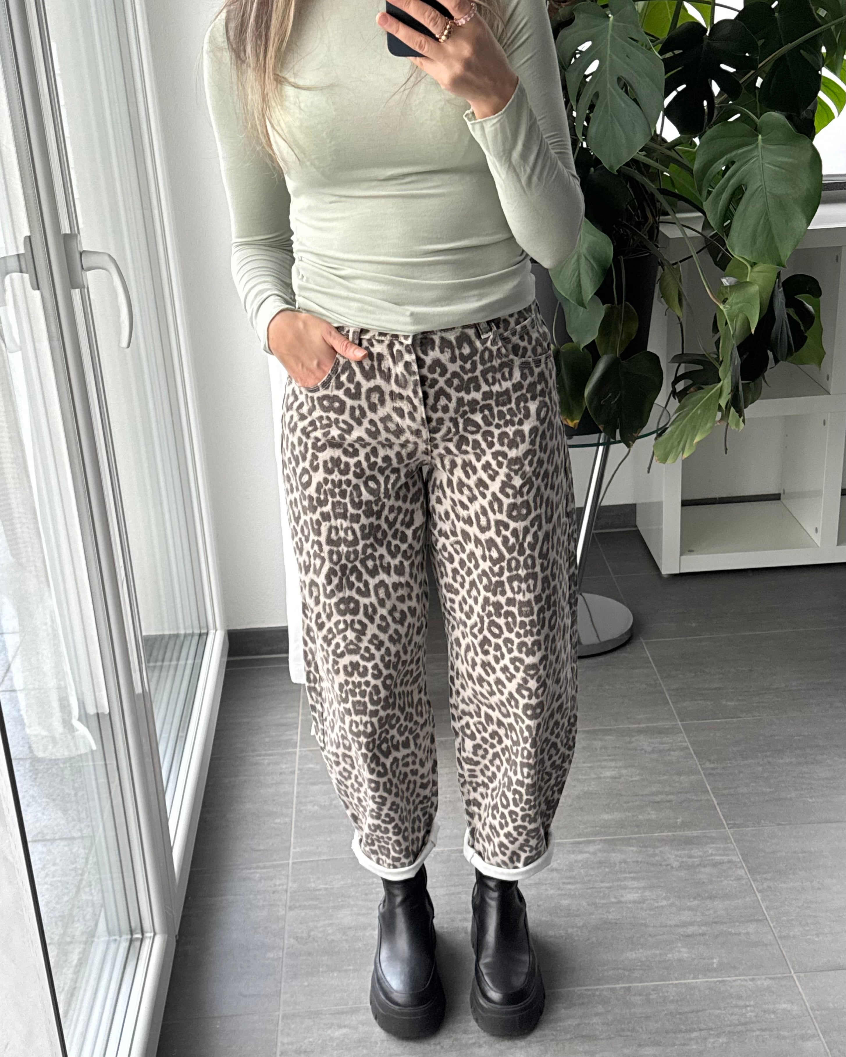 Stretch Balloon Jeans Leo Pard