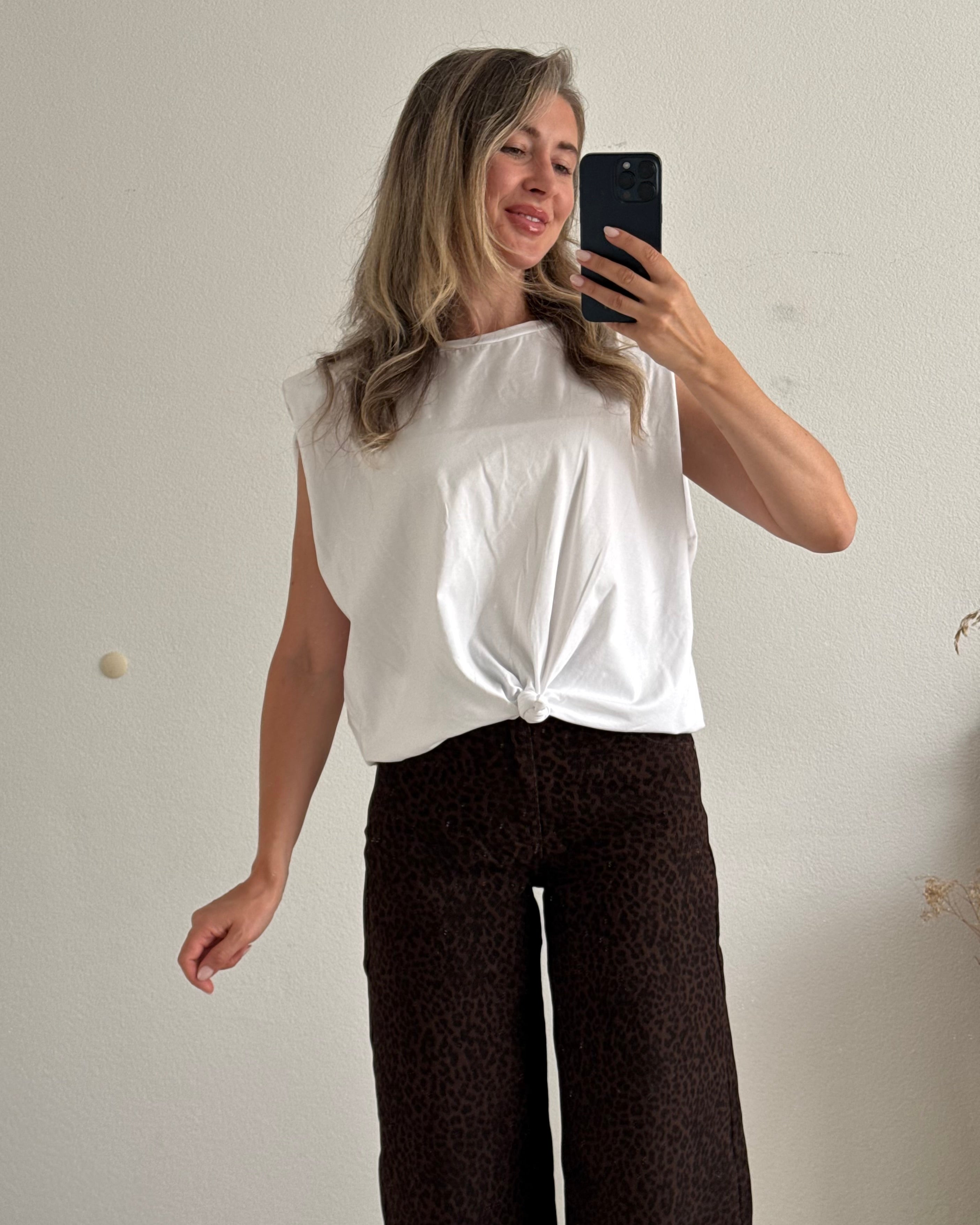 Cropped Shirt mit Knoten weiß