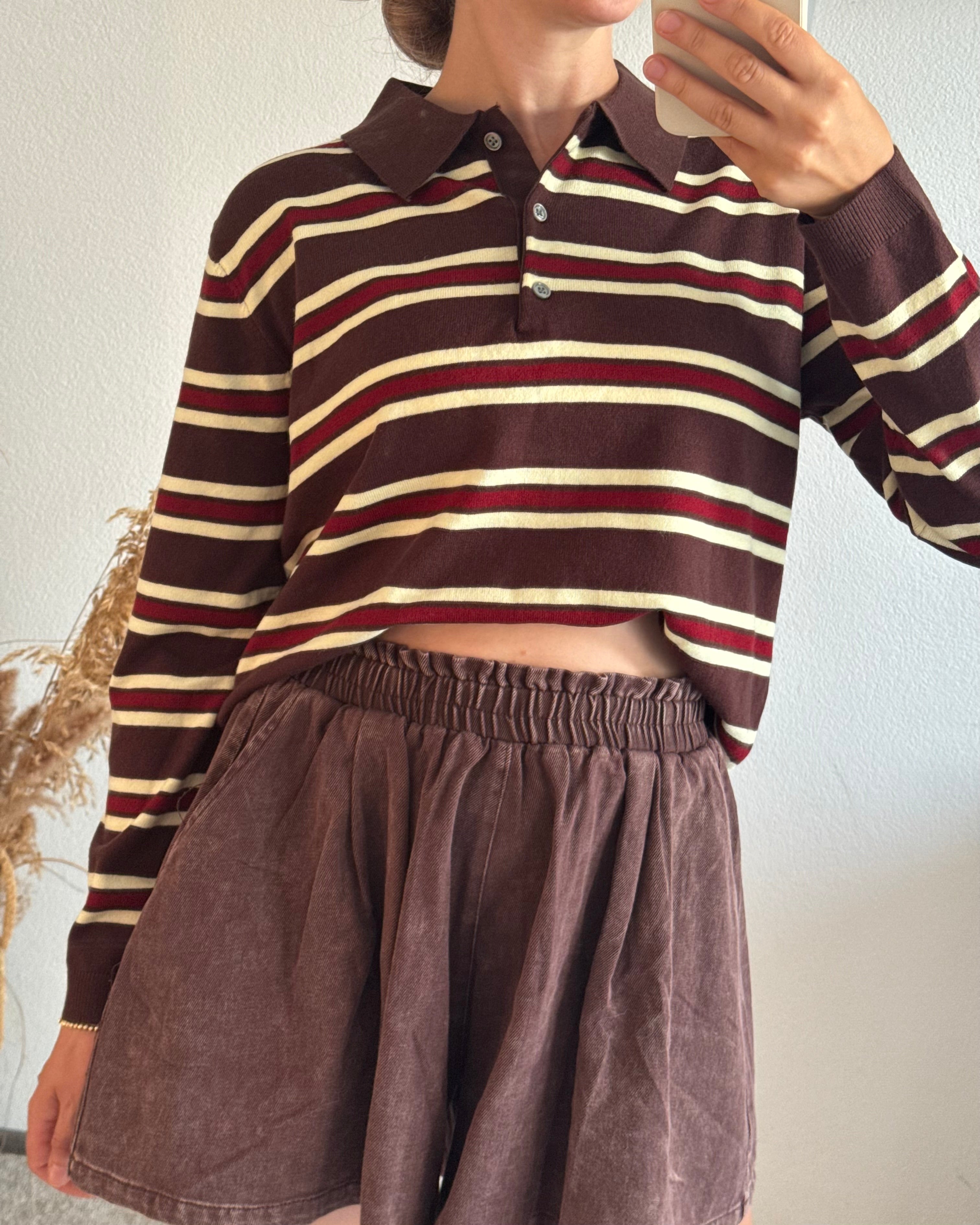 Poloshirt gestreift COFFEE